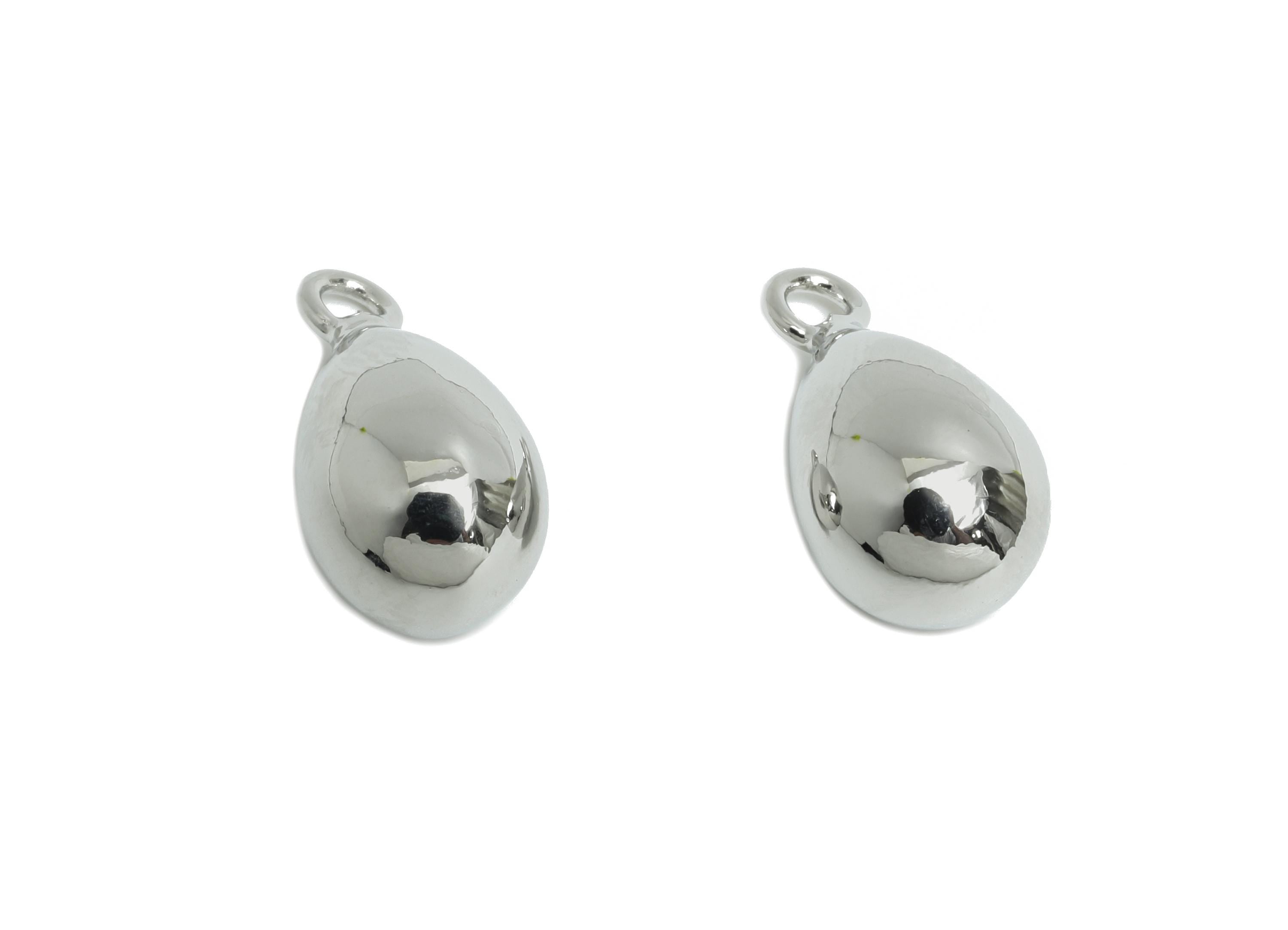 Brass Teardrop Charm - Silver Sleek Earring Charm - Brass Timeless Fashion Geometry Jewelry - 18K Real White Gold Plated - 18x9x9mm-RGP9417S - DOMEDBAZAAR