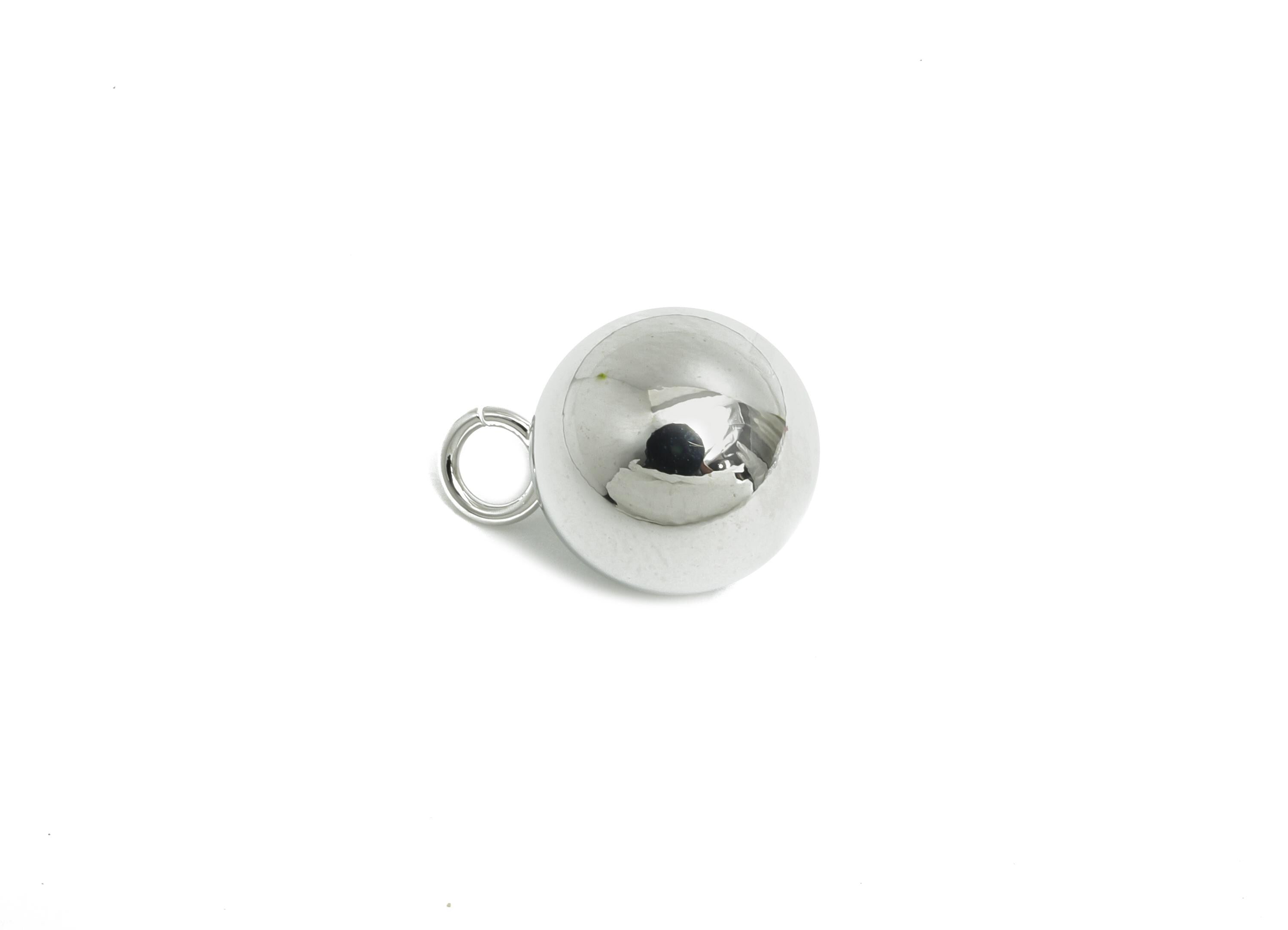 10mm Ball Pendant Earring - Silver Sleek Earring Charm - Brass Modern Minimalist Geometry Jewelry - 18K Real White Gold Plated - RGP9424S - DOMEDBAZAAR