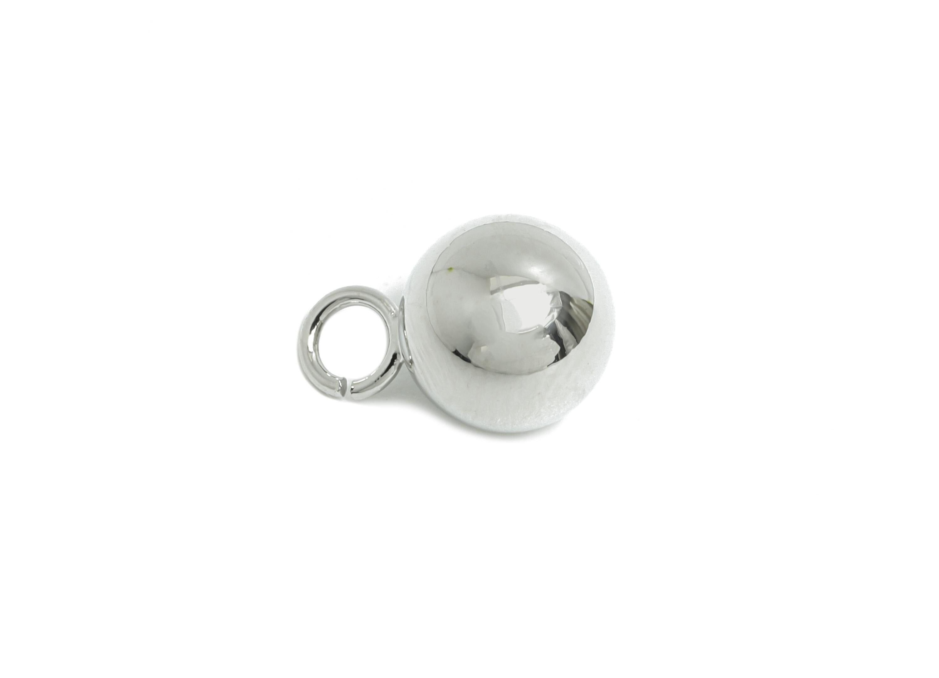 8mm Ball Pendant Earring - Brass Sleek Earring Charm - Brass Modern Minimalist Geometry Jewelry - 18K Real White Gold Plated - RGP9423S - DOMEDBAZAAR