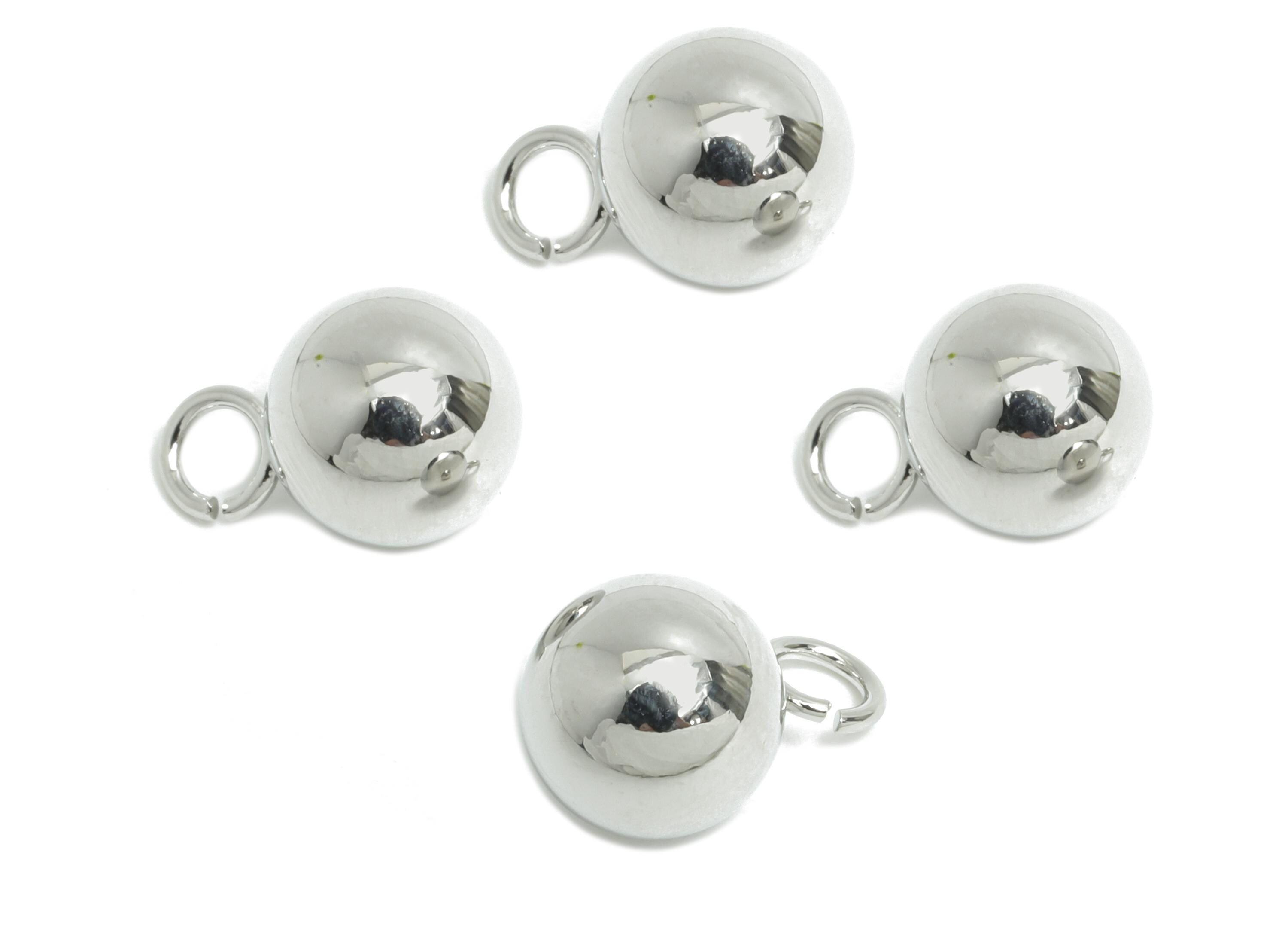 8mm Ball Pendant Earring - Brass Sleek Earring Charm - Brass Modern Minimalist Geometry Jewelry - 18K Real White Gold Plated - RGP9423S - DOMEDBAZAAR