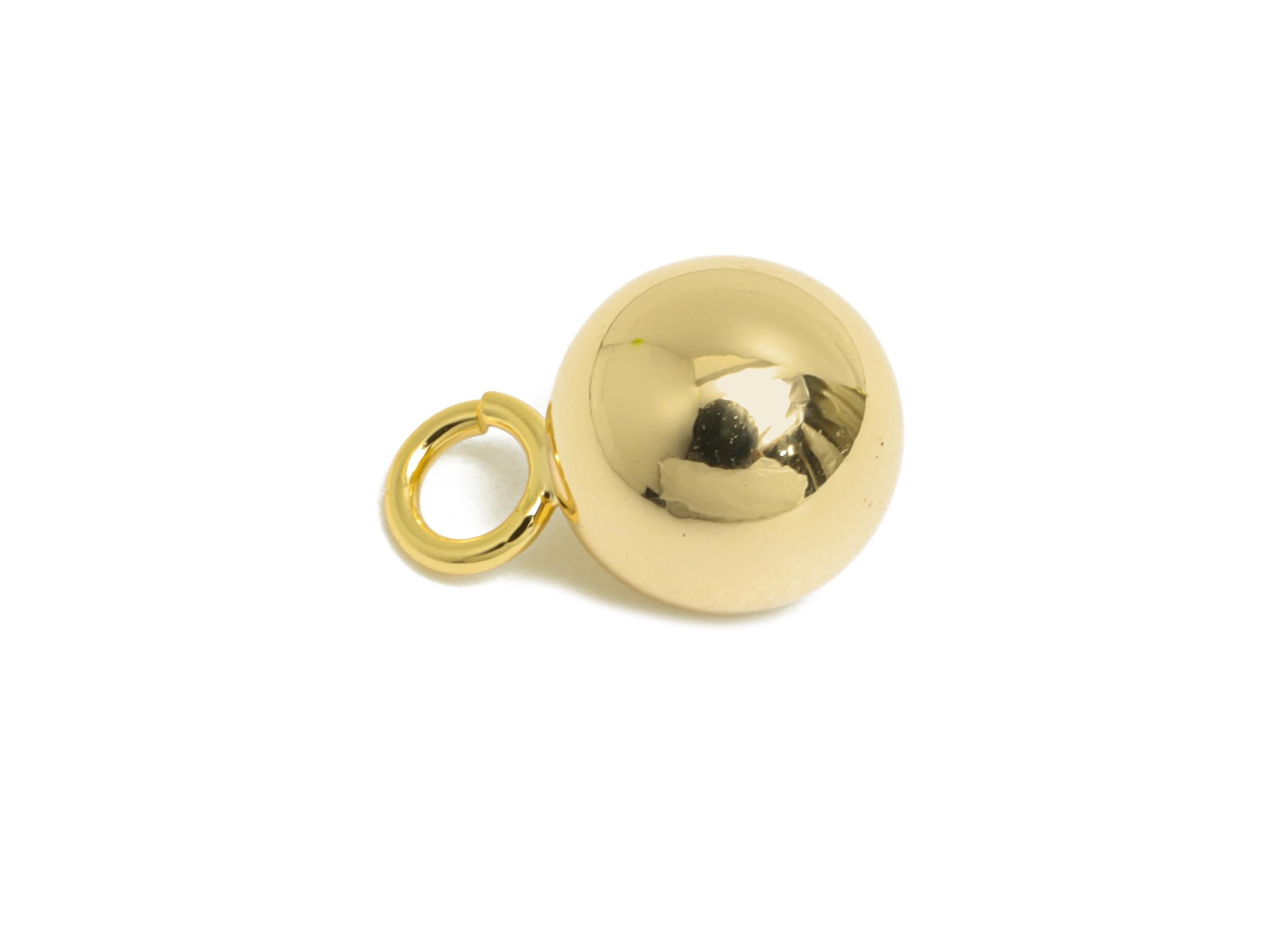 8mm Gold Ball Pendant Earring - Gold Sleek Earring Charm - Brass Modern Minimalist Geometry Jewelry - 18K Real Gold Plated - RGP9423 - DOMEDBAZAAR