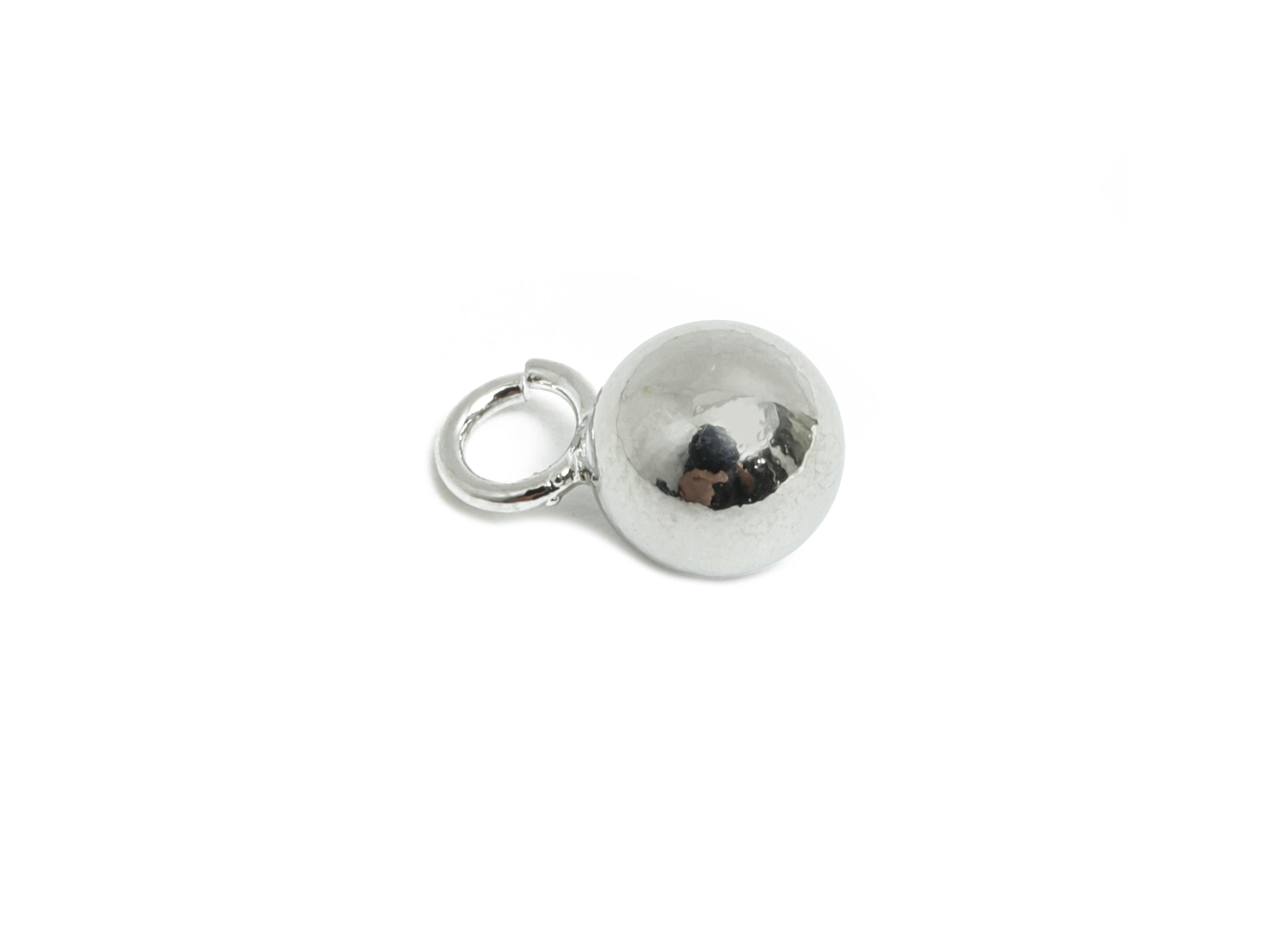 6mm Ball Pendant Earring - Silver Sleek Earring Charm - Brass Modern Minimalist Geometry Jewelry - 18K Real White Gold Plated - RGP9422S - DOMEDBAZAAR