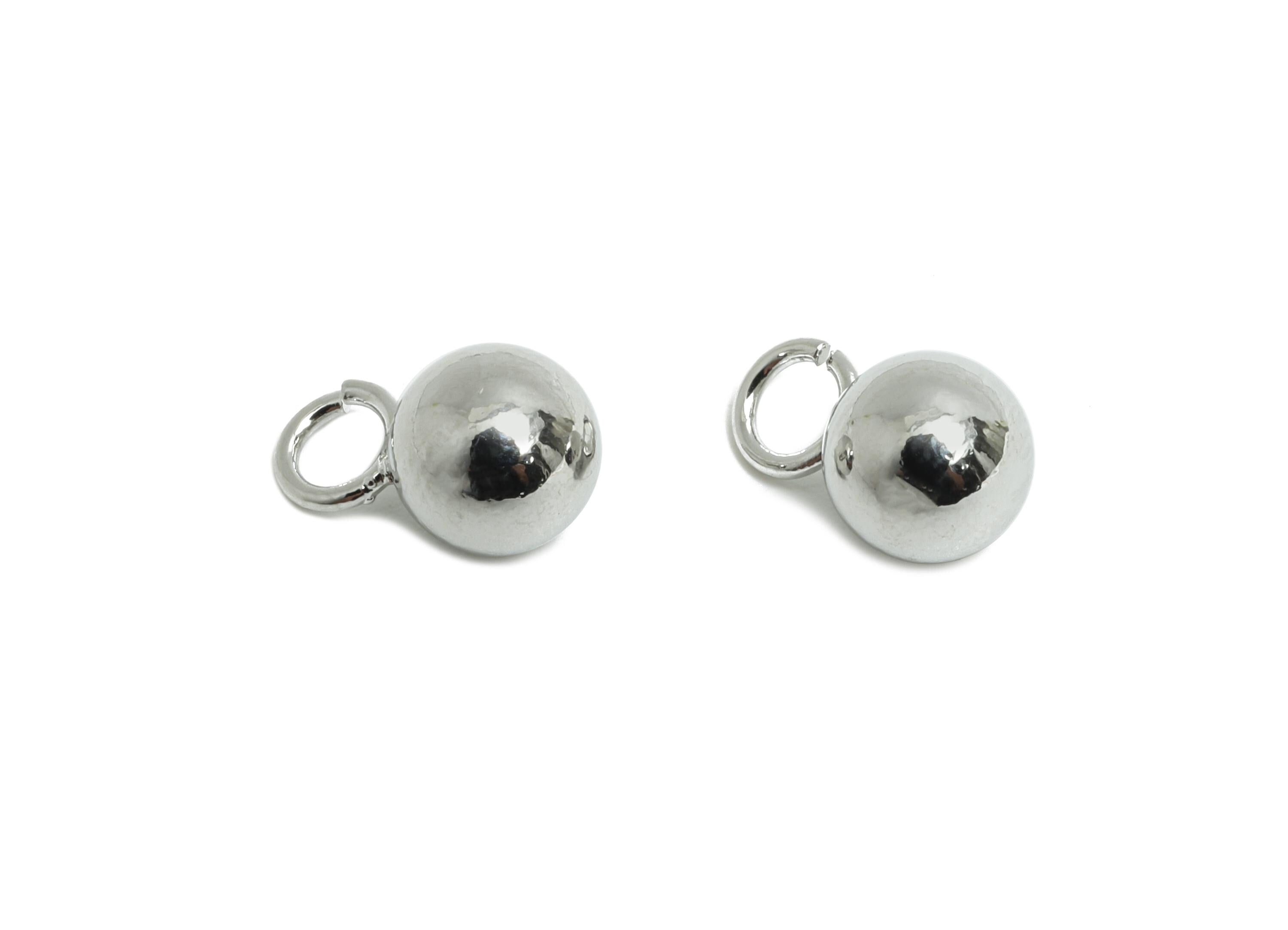6mm Ball Pendant Earring - Silver Sleek Earring Charm - Brass Modern Minimalist Geometry Jewelry - 18K Real White Gold Plated - RGP9422S - DOMEDBAZAAR