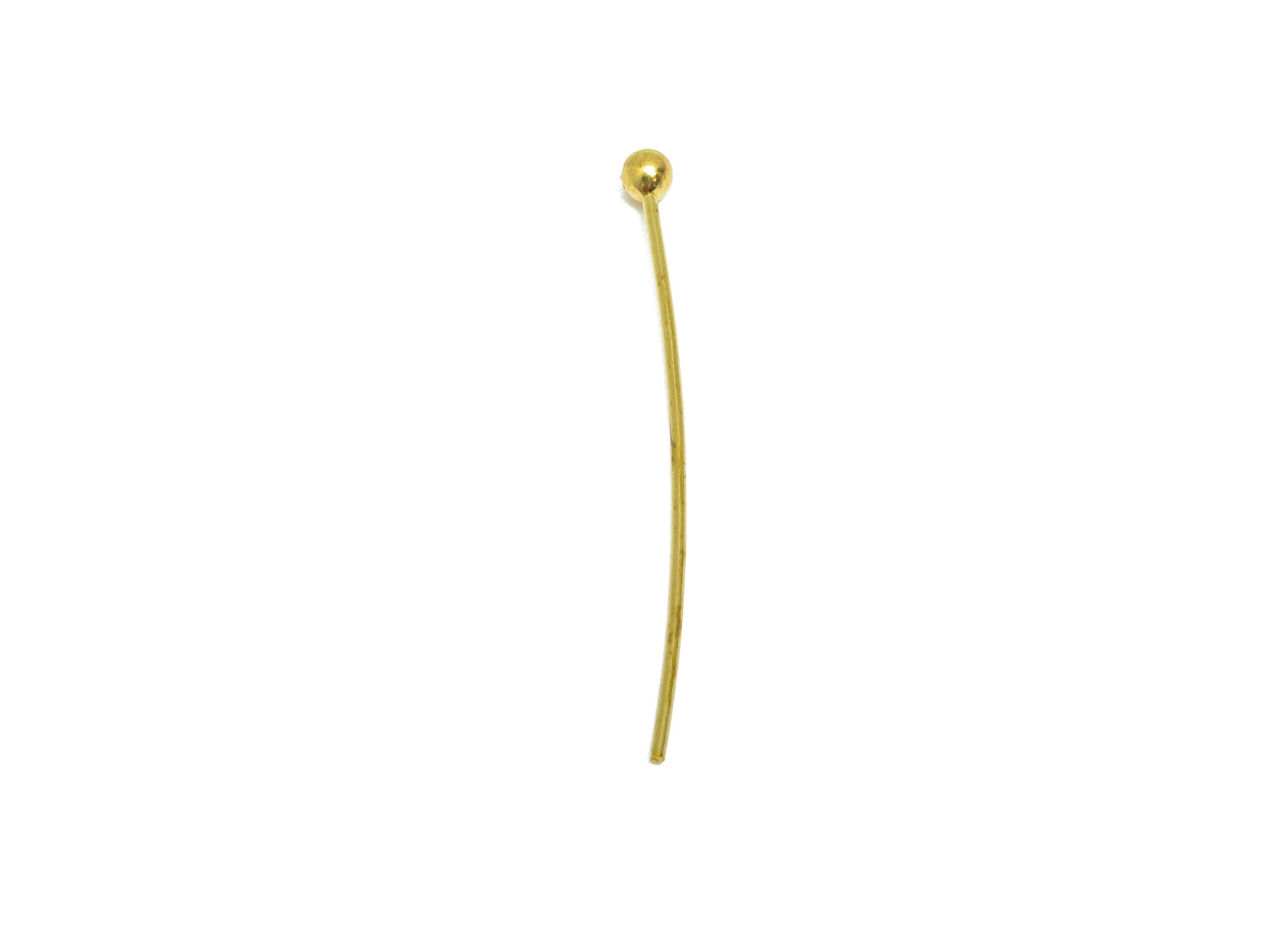 0.7*30*2.3 Ball Headpins - Raw Brass Bead Stopper Pin - Metal Headpin -DIY Jewelry Making - Beading Supplies for Handmade Creation - PP11019 - DOMEDBAZAAR
