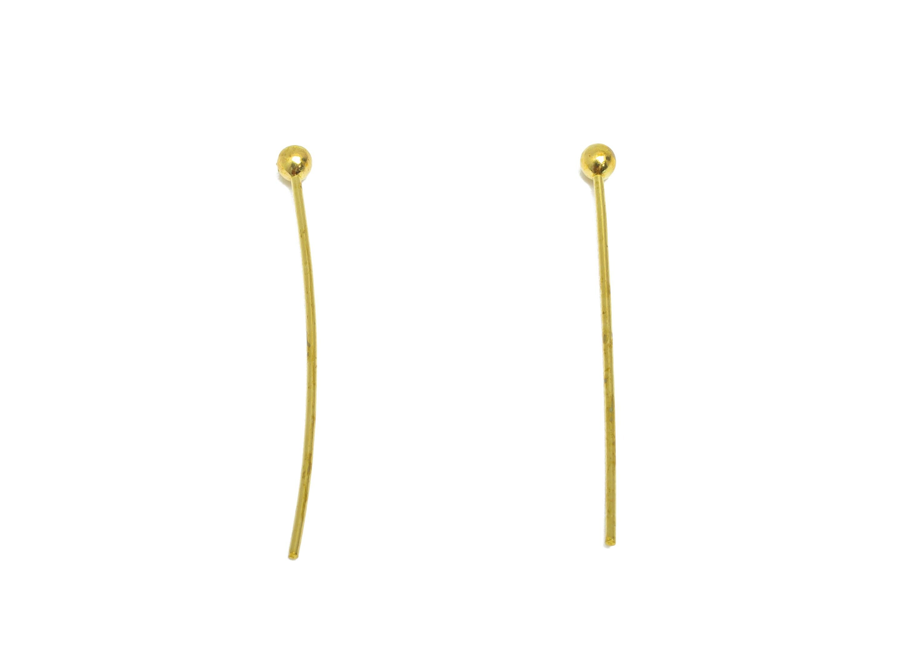 0.7*18*2.0mm Ball Headpin - Raw Brass Bead Stopper Pin - Metal Headpin -DIY Jewelry Making - Bead Supplies for Handmade Creation - PP11002 - DOMEDBAZAAR