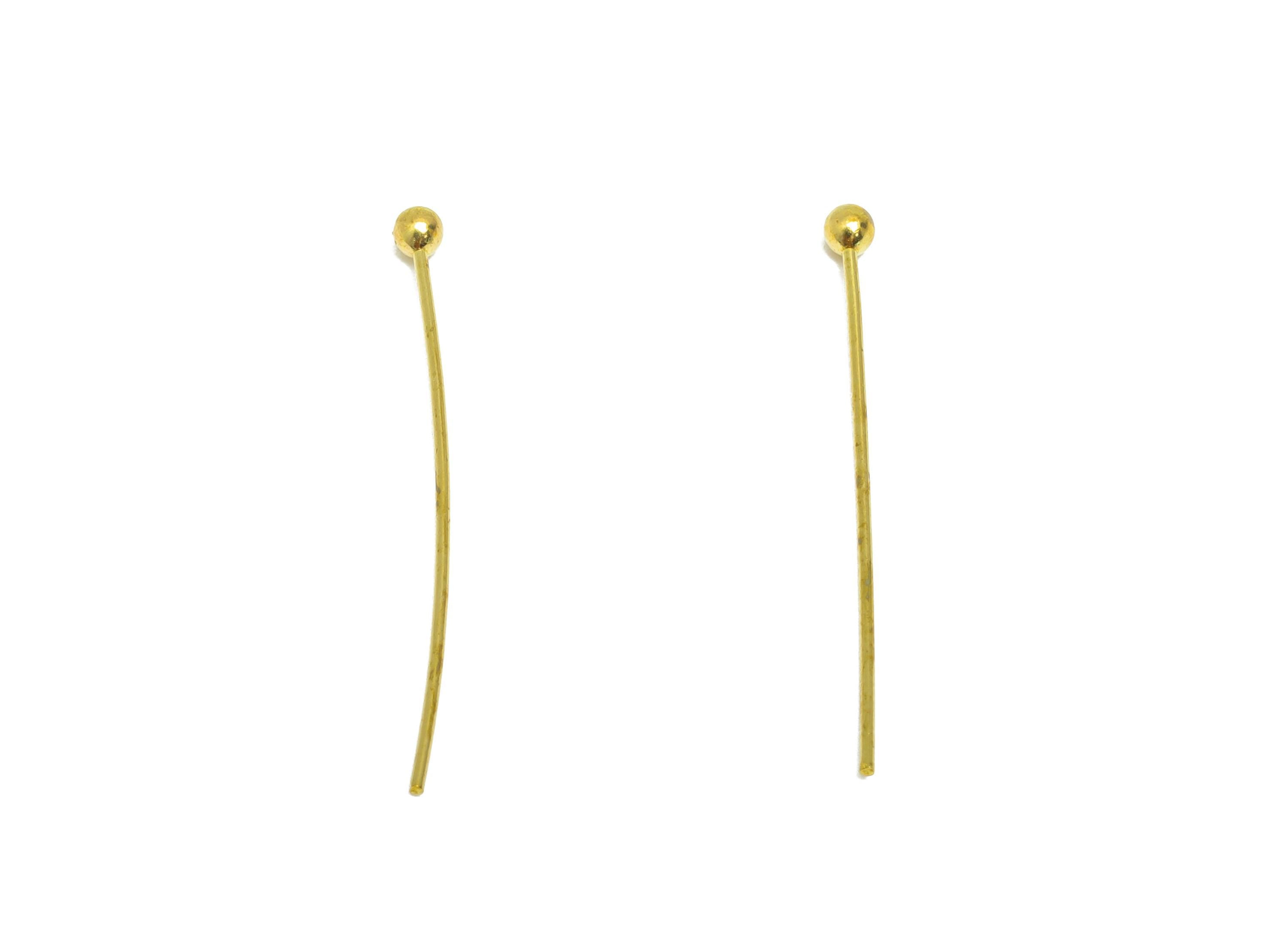 0.7*30*2.3 Ball Headpins - Raw Brass Bead Stopper Pin - Metal Headpin -DIY Jewelry Making - Beading Supplies for Handmade Creation - PP11019 - DOMEDBAZAAR