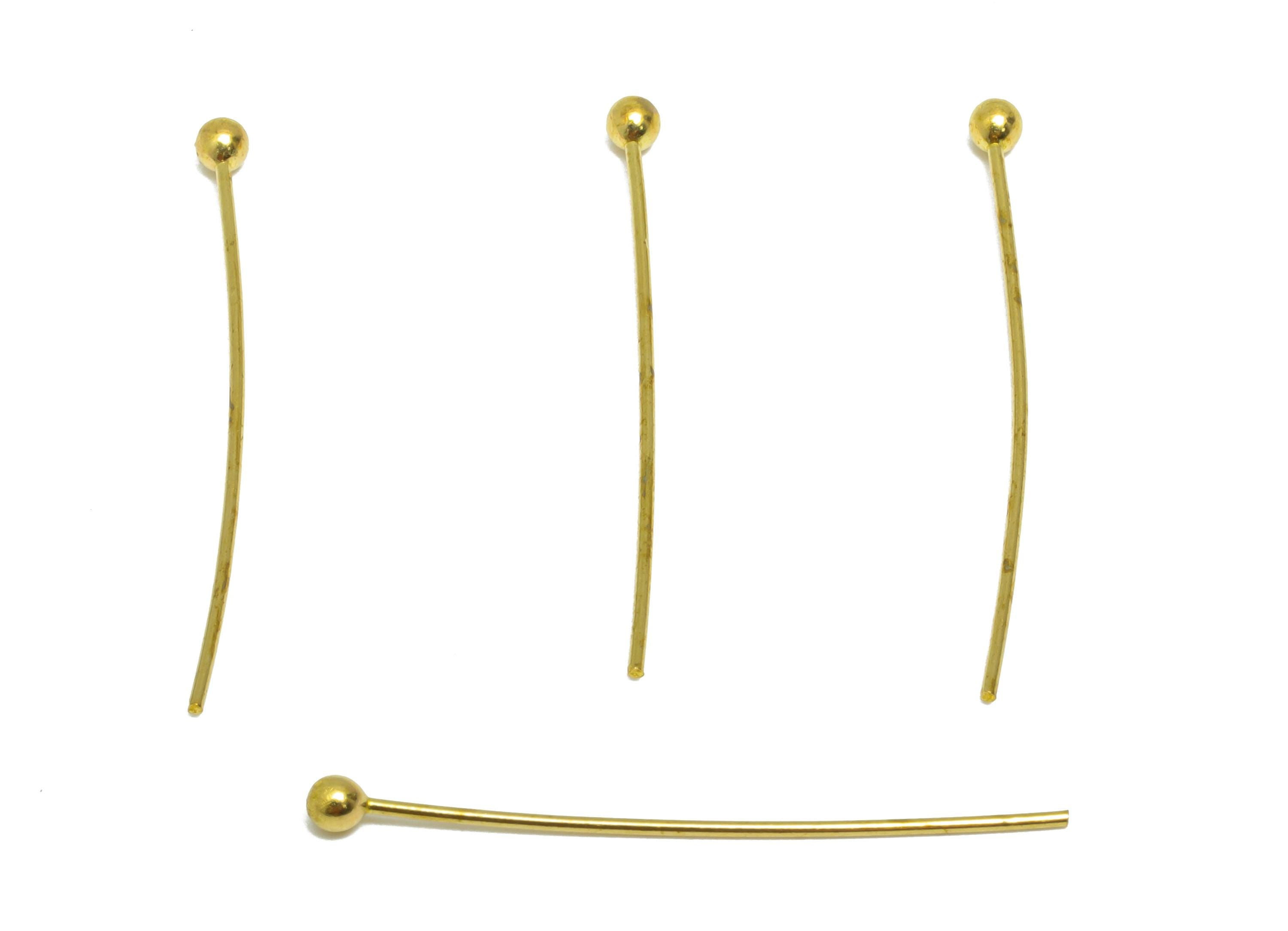0.7*30*2.3 Ball Headpins - Raw Brass Bead Stopper Pin - Metal Headpin -DIY Jewelry Making - Beading Supplies for Handmade Creation - PP11019 - DOMEDBAZAAR