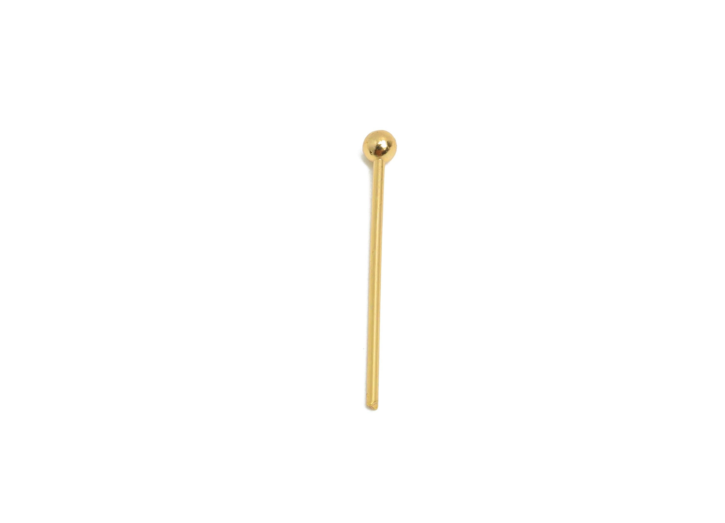 0.7*18*2.0mm Gold Ball Headpin - Brass Bead Stopper Pin - Metal Headpin -DIY Jewelry Making - Bead Supplies for Handmade Creation - RGP10339 - DOMEDBAZAAR