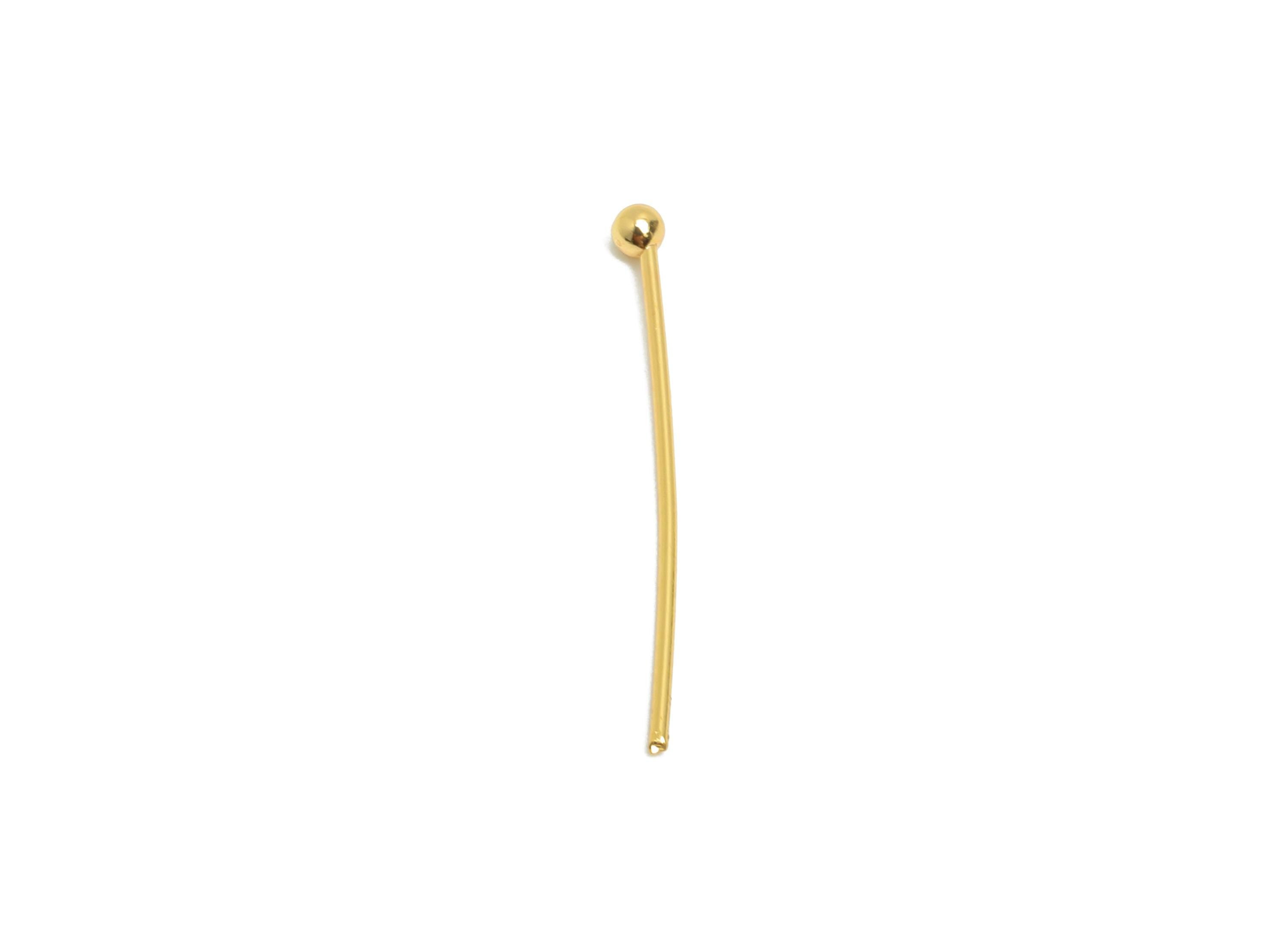 0.7*22*2.0mm Gold Ball Headpin - Brass Bead Stopper Pin - Metal Headpin -DIY Jewelry Making - Bead Supplies for Handmade Creation - RGP10341 - DOMEDBAZAAR
