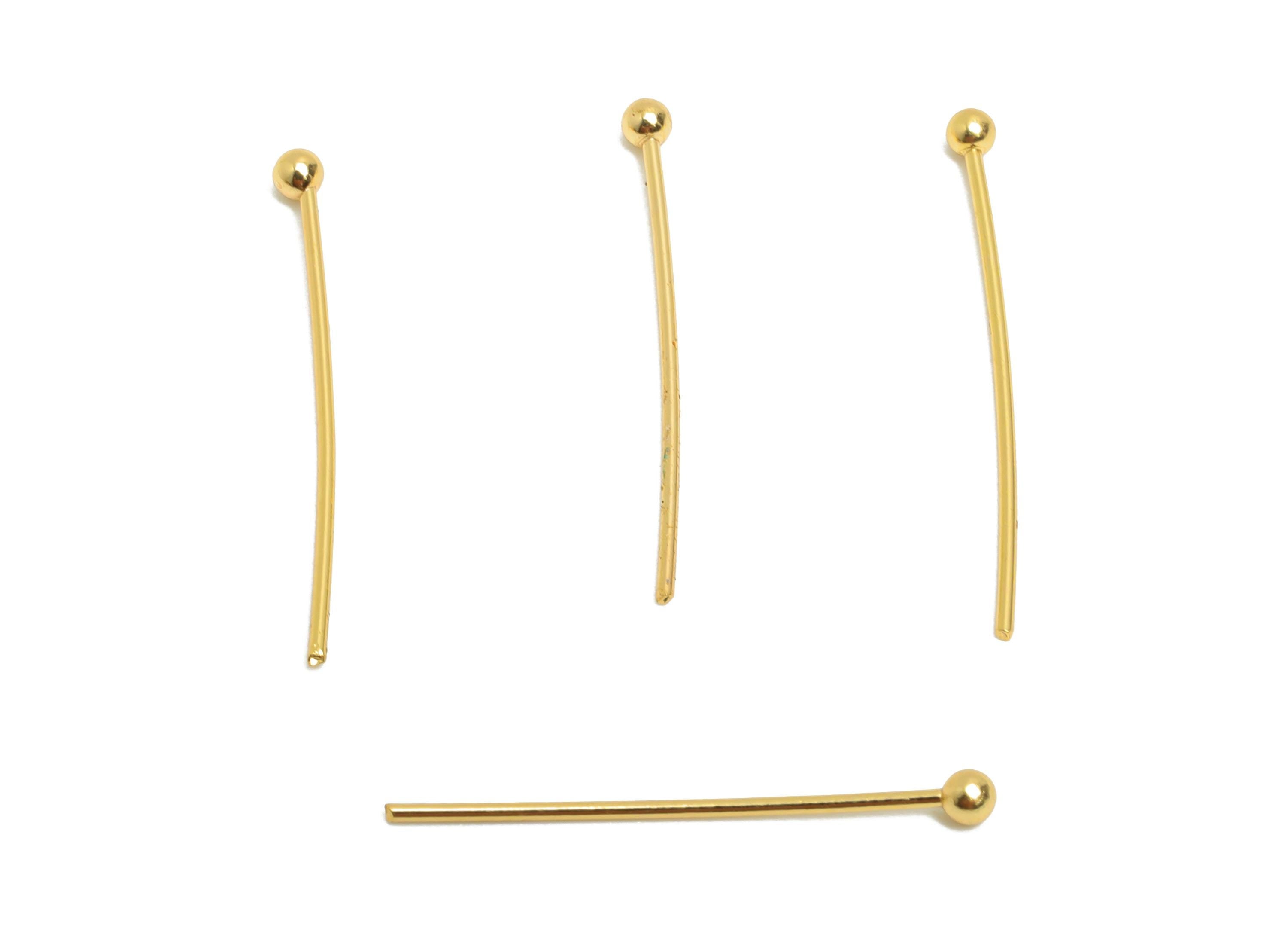 0.7*22*2.0mm Gold Ball Headpin - Brass Bead Stopper Pin - Metal Headpin -DIY Jewelry Making - Bead Supplies for Handmade Creation - RGP10341 - DOMEDBAZAAR