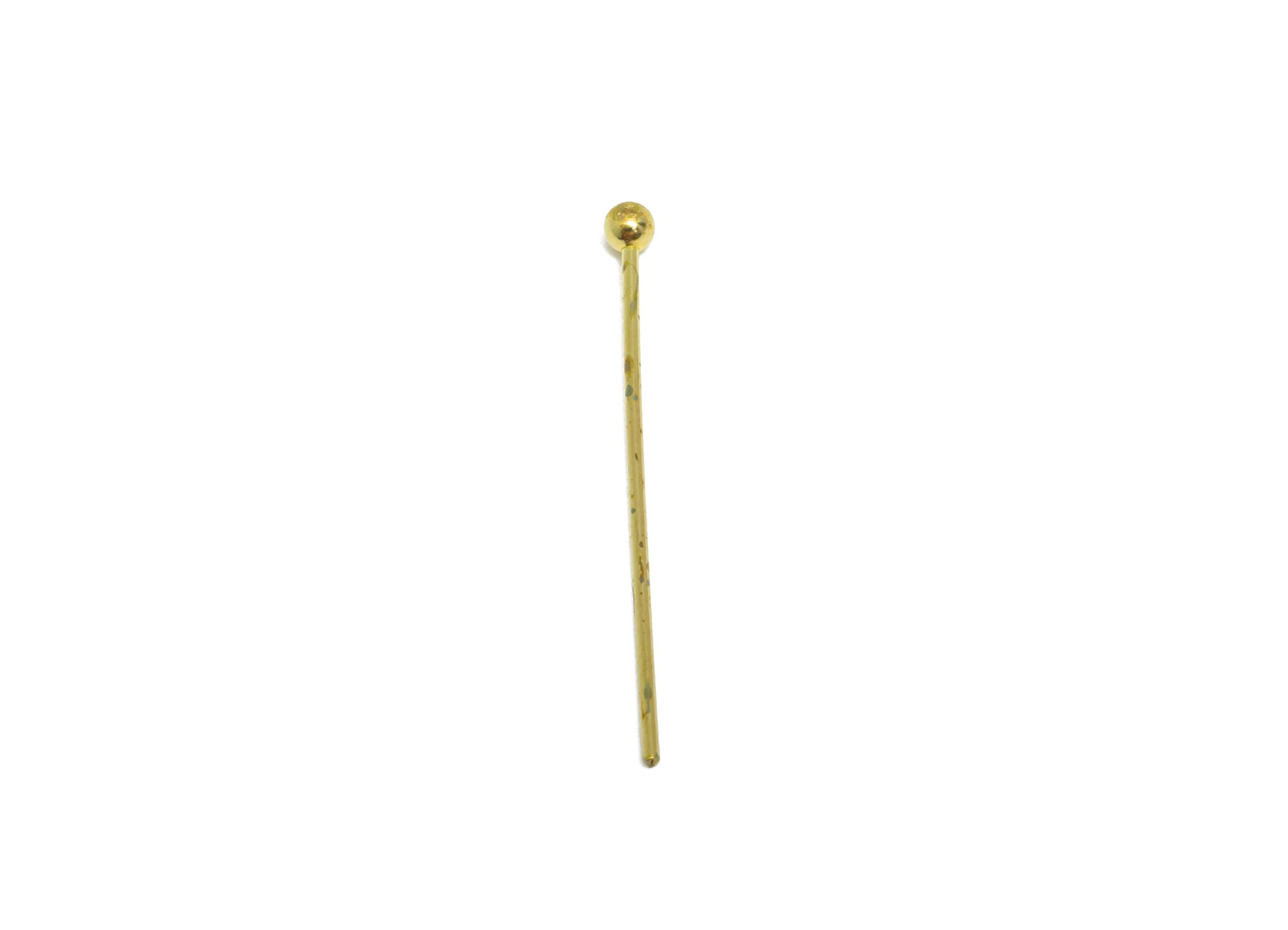 0.7*24*2.0mm Ball Headpin - Raw Brass Bead Stopper Pin - Metal Headpin -DIY Jewelry Making - Bead Supplies for Handmade Creation - PP11004 - DOMEDBAZAAR