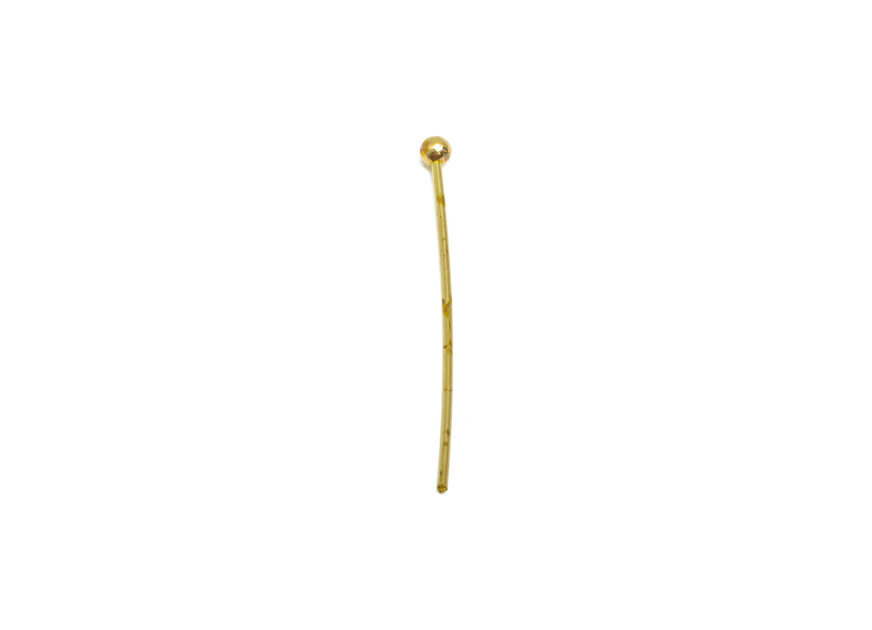 0.7*26*2.0mm Ball Headpin - Raw Brass Bead Stopper Pin - Metal Headpin -DIY Jewelry Making - Bead Supplies for Handmade Creation - PP11005 - DOMEDBAZAAR
