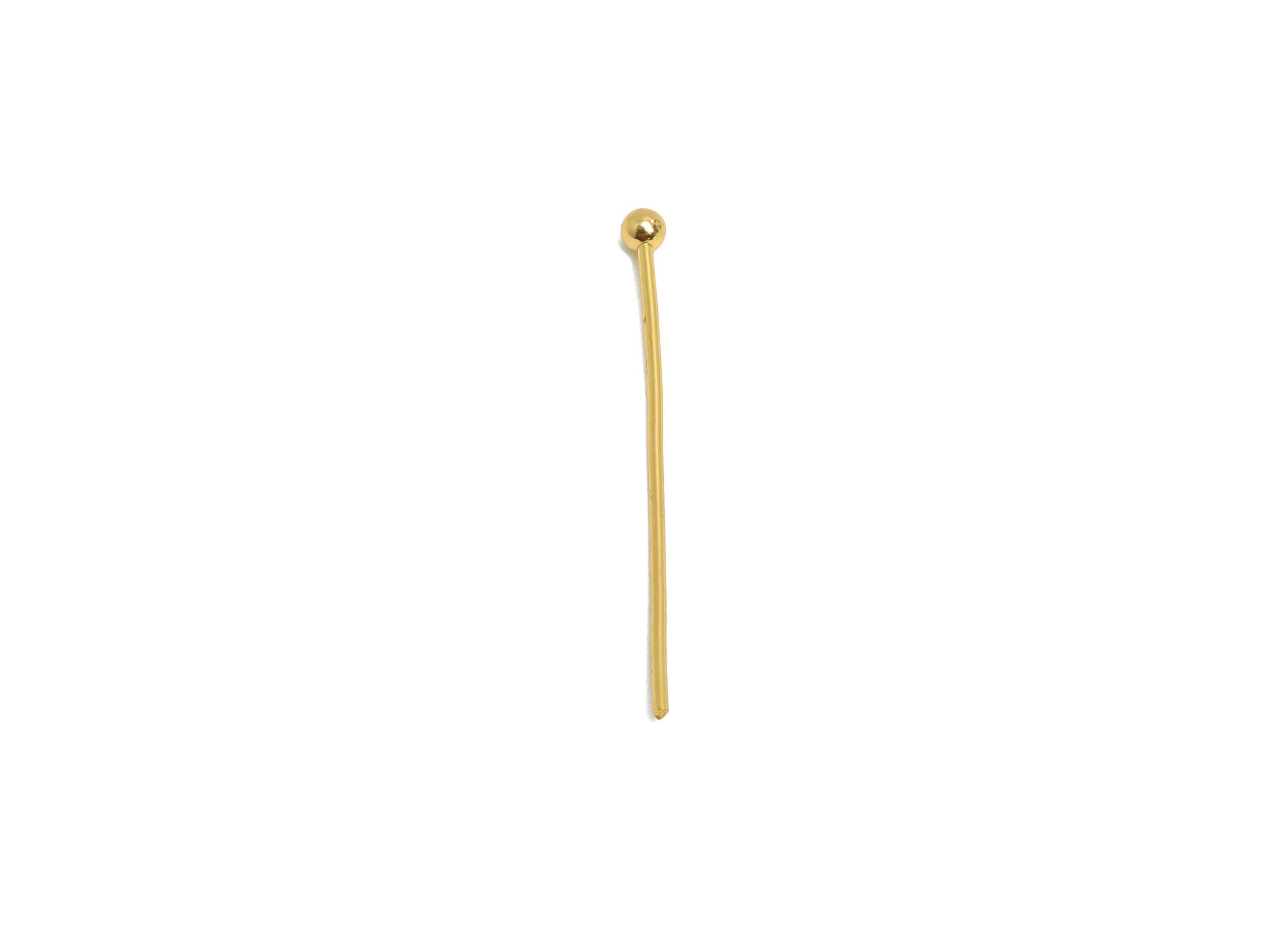 0.7*26*2.0mm Gold Ball Headpin - Brass Bead Stopper Pin - Metal Headpin - DIY Jewelry Making - Bead Supplies for Handmade Creation -RGP10343 - DOMEDBAZAAR