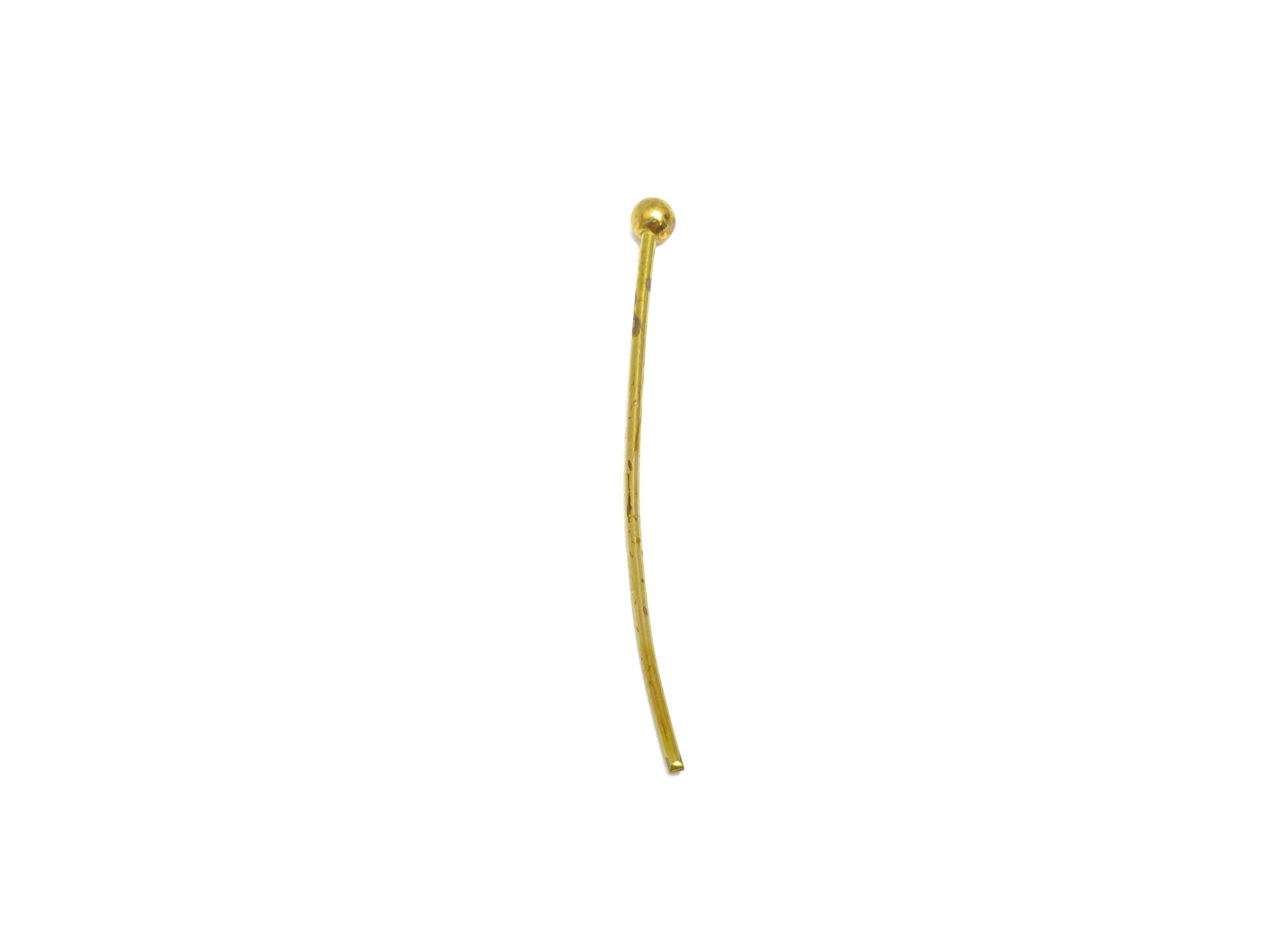 0.7*28*2.0mm Ball Headpin - Raw Brass Bead Stopper Pin - Metal Headpin - DIY Jewelry Making - Bead Supplies for Handmade Creation - PP11006 - DOMEDBAZAAR