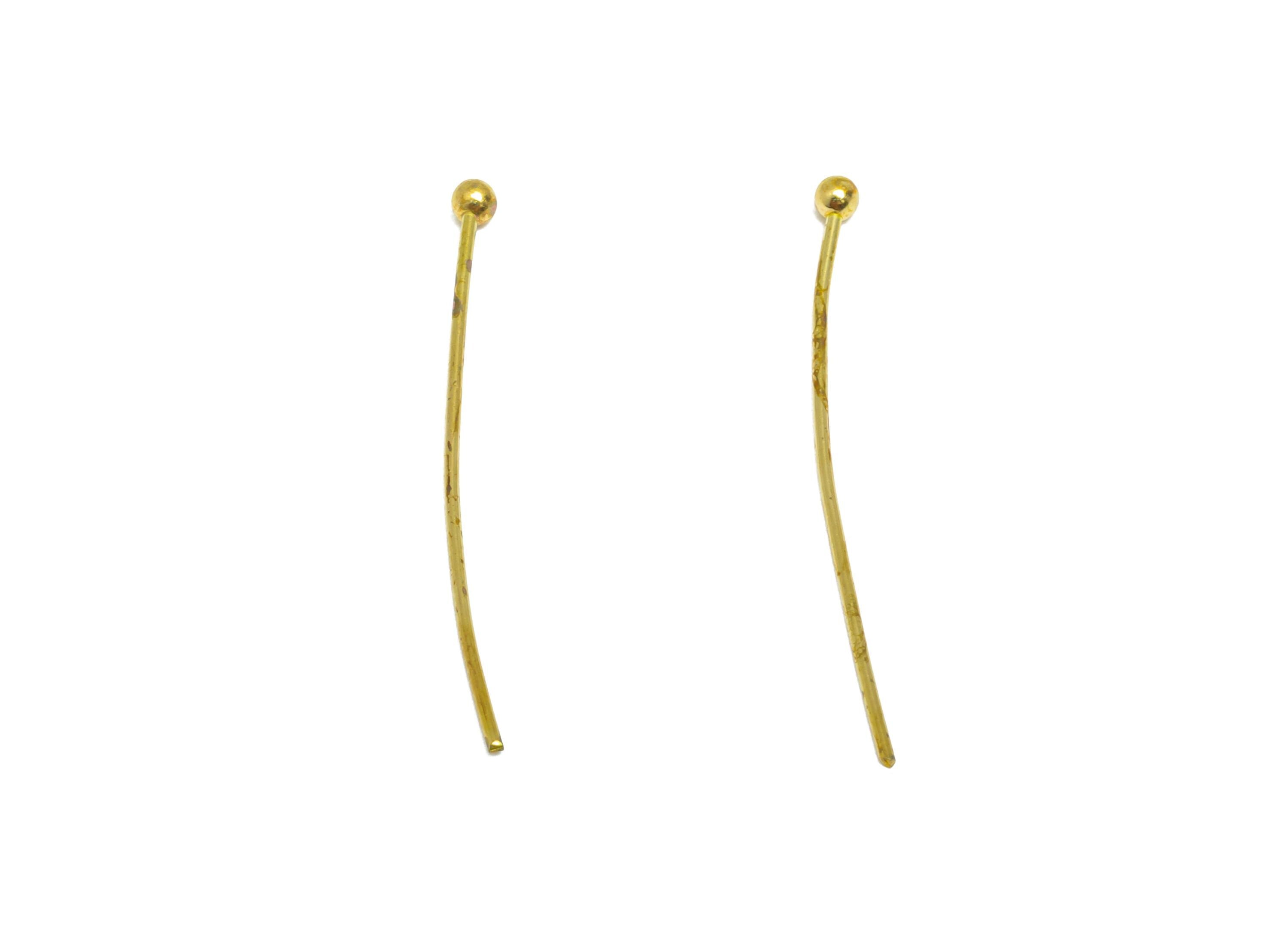 0.7*28*2.0mm Ball Headpin - Raw Brass Bead Stopper Pin - Metal Headpin - DIY Jewelry Making - Bead Supplies for Handmade Creation - PP11006 - DOMEDBAZAAR