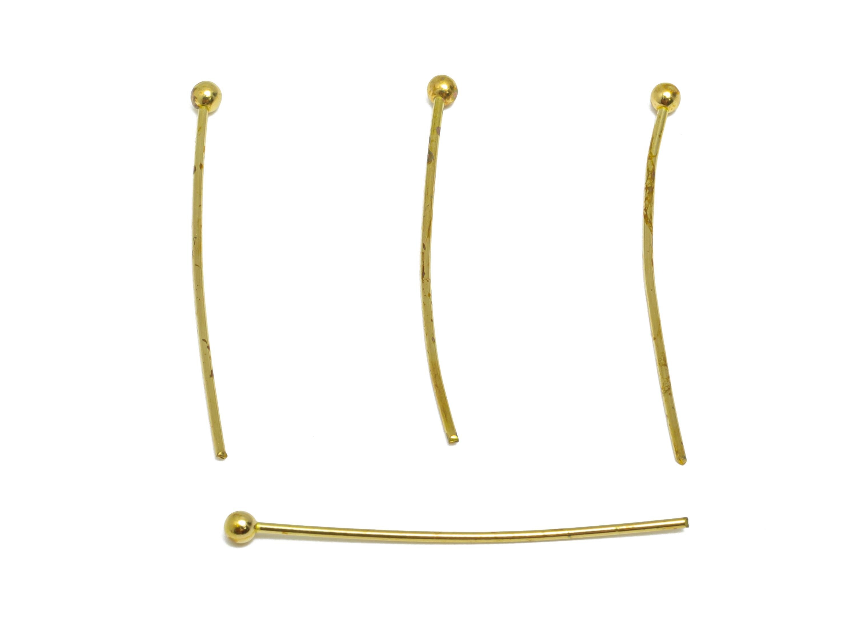 0.7*28*2.0mm Ball Headpin - Raw Brass Bead Stopper Pin - Metal Headpin - DIY Jewelry Making - Bead Supplies for Handmade Creation - PP11006 - DOMEDBAZAAR