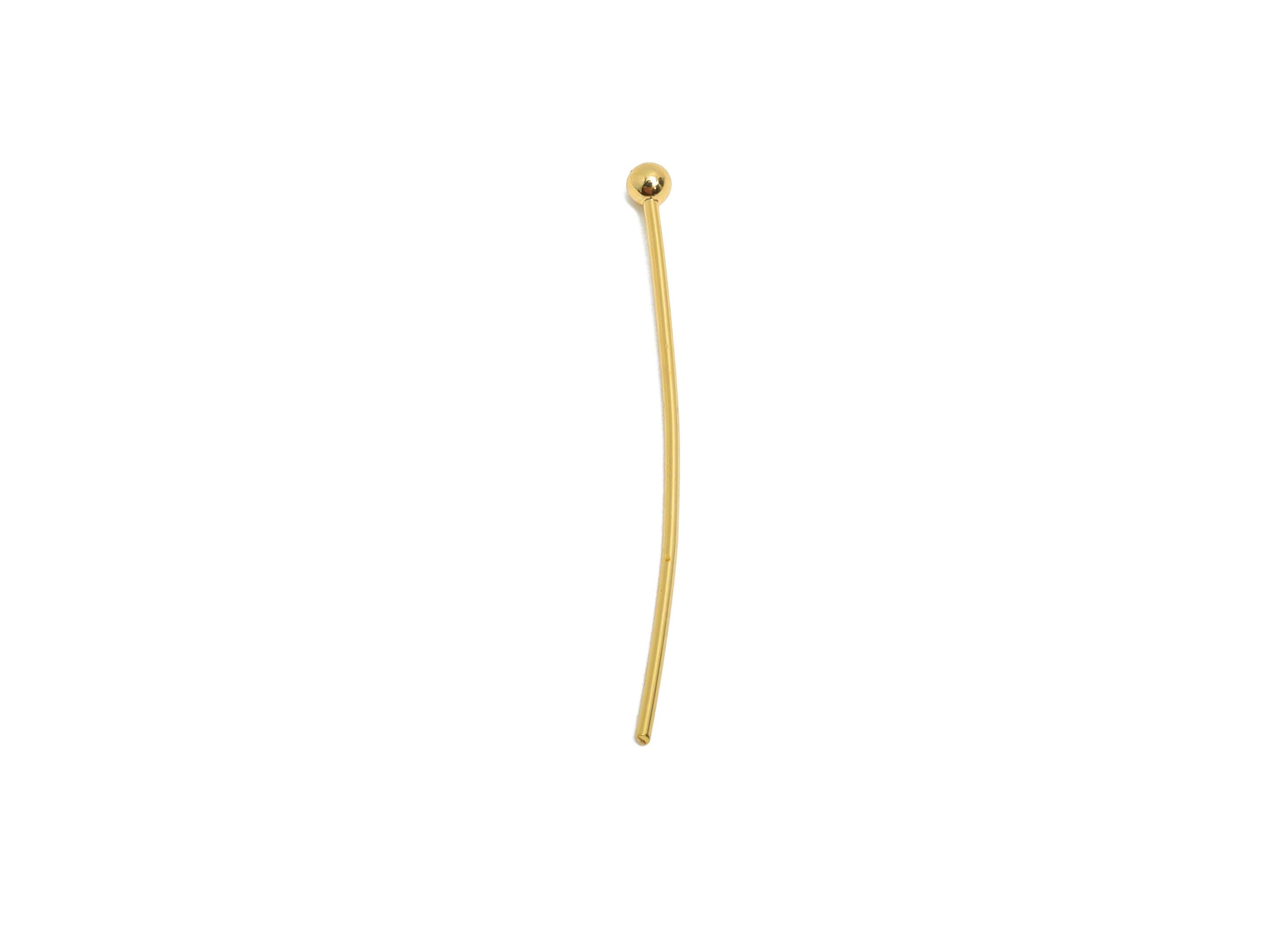 0.7*28*2.0mm Gold Ball Headpin - Brass Bead Stopper Pin - Metal Headpin - DIY Jewelry Making - Bead Supplies for Handmade Creation -RGP10344 - DOMEDBAZAAR