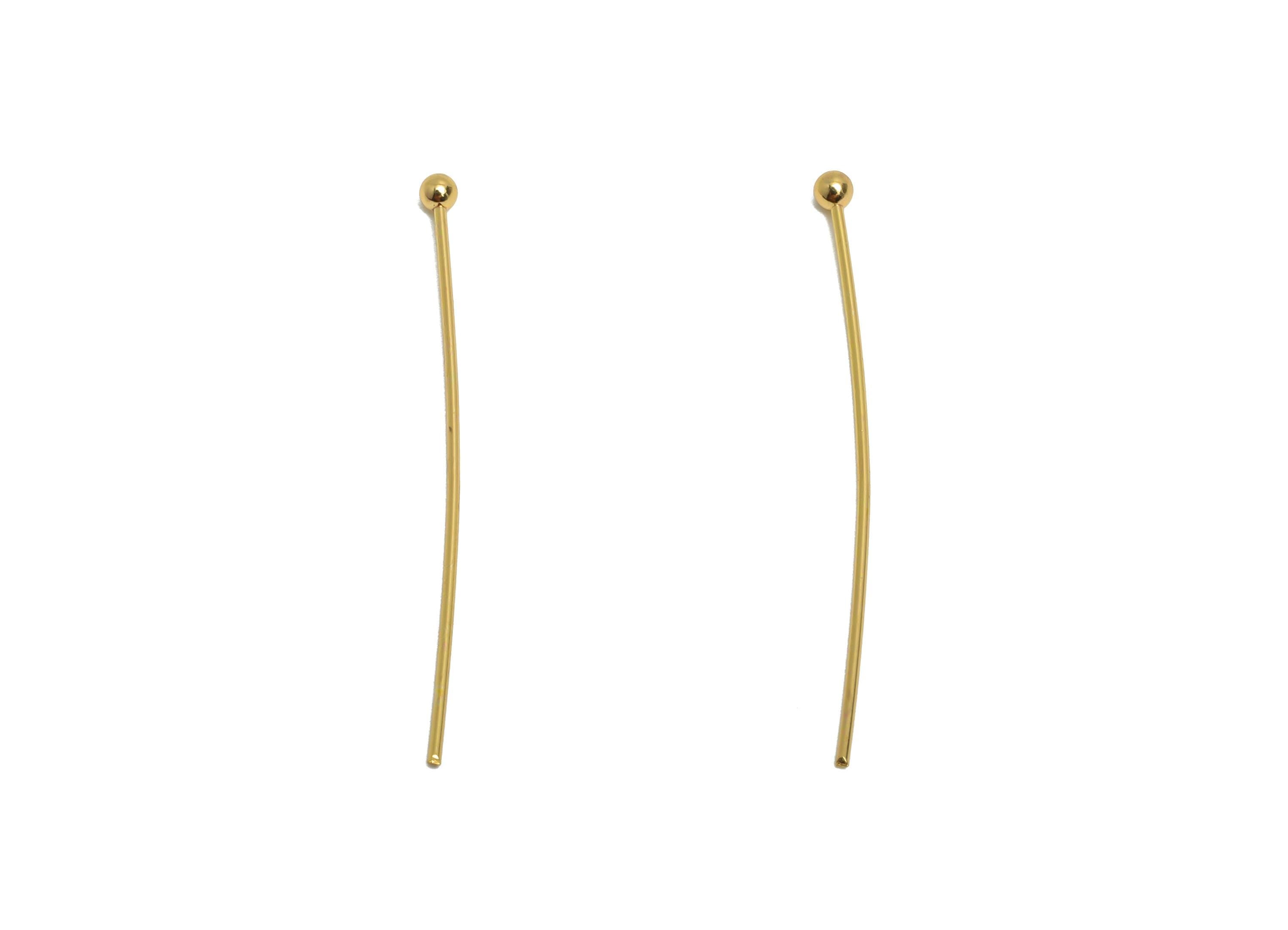 0.7*35*2.0mm Gold Ball Headpin -Brass Bead Stopper Pin - Metal Headpin - DIY Jewelry Making - Bead Supplies for Handmade Creation - RGP10345 - DOMEDBAZAAR