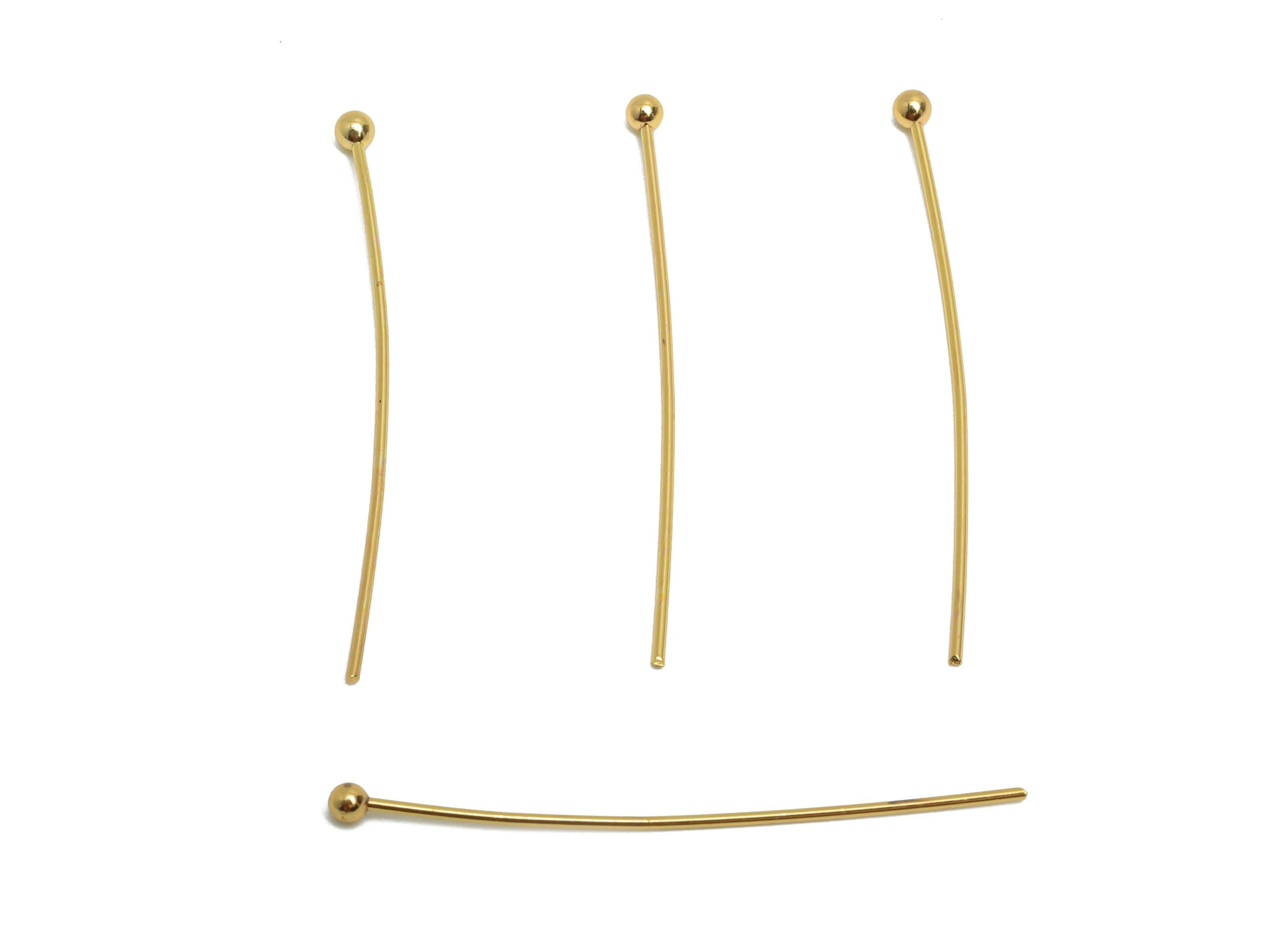 0.7*35*2.0mm Gold Ball Headpin -Brass Bead Stopper Pin - Metal Headpin - DIY Jewelry Making - Bead Supplies for Handmade Creation - RGP10345 - DOMEDBAZAAR