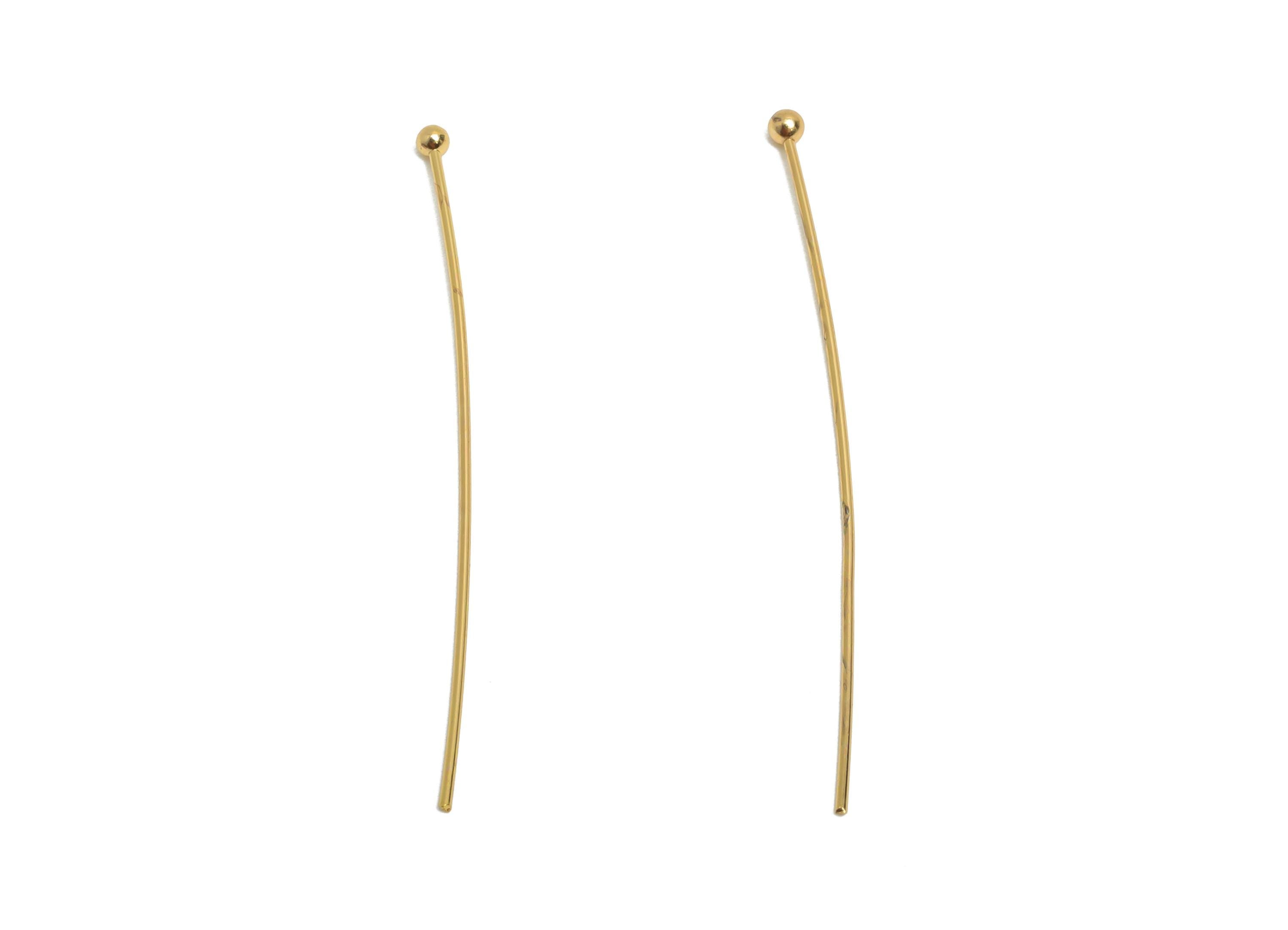 0.7*45*2mm Gold Ball Headpin - Brass Bead Stopper Pin - Metal Headpin - DIY Jewelry Making - Bead Supplies for Handmade Creation - RGP10347 - DOMEDBAZAAR