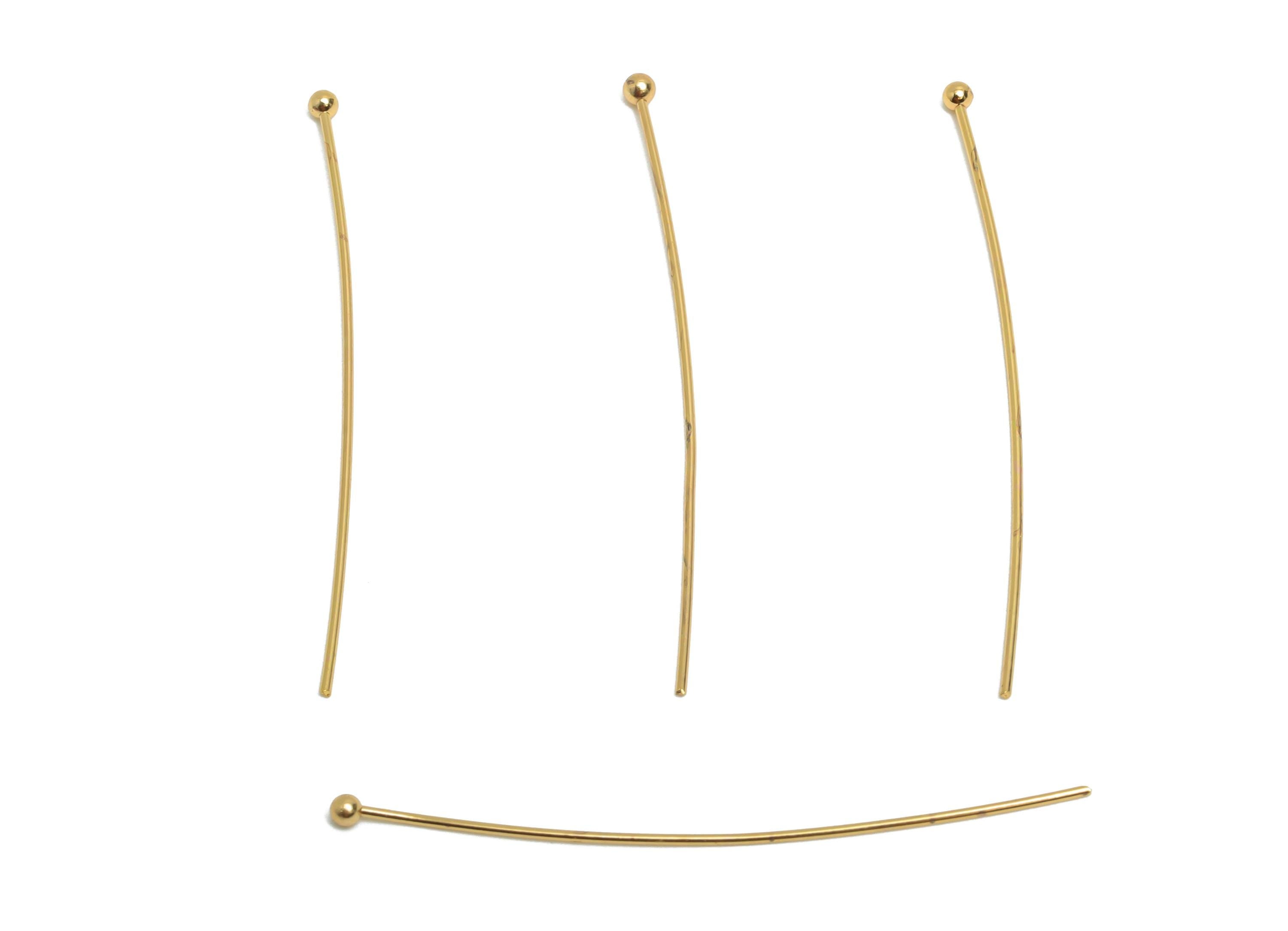 0.7*45*2mm Gold Ball Headpin - Brass Bead Stopper Pin - Metal Headpin - DIY Jewelry Making - Bead Supplies for Handmade Creation - RGP10347 - DOMEDBAZAAR