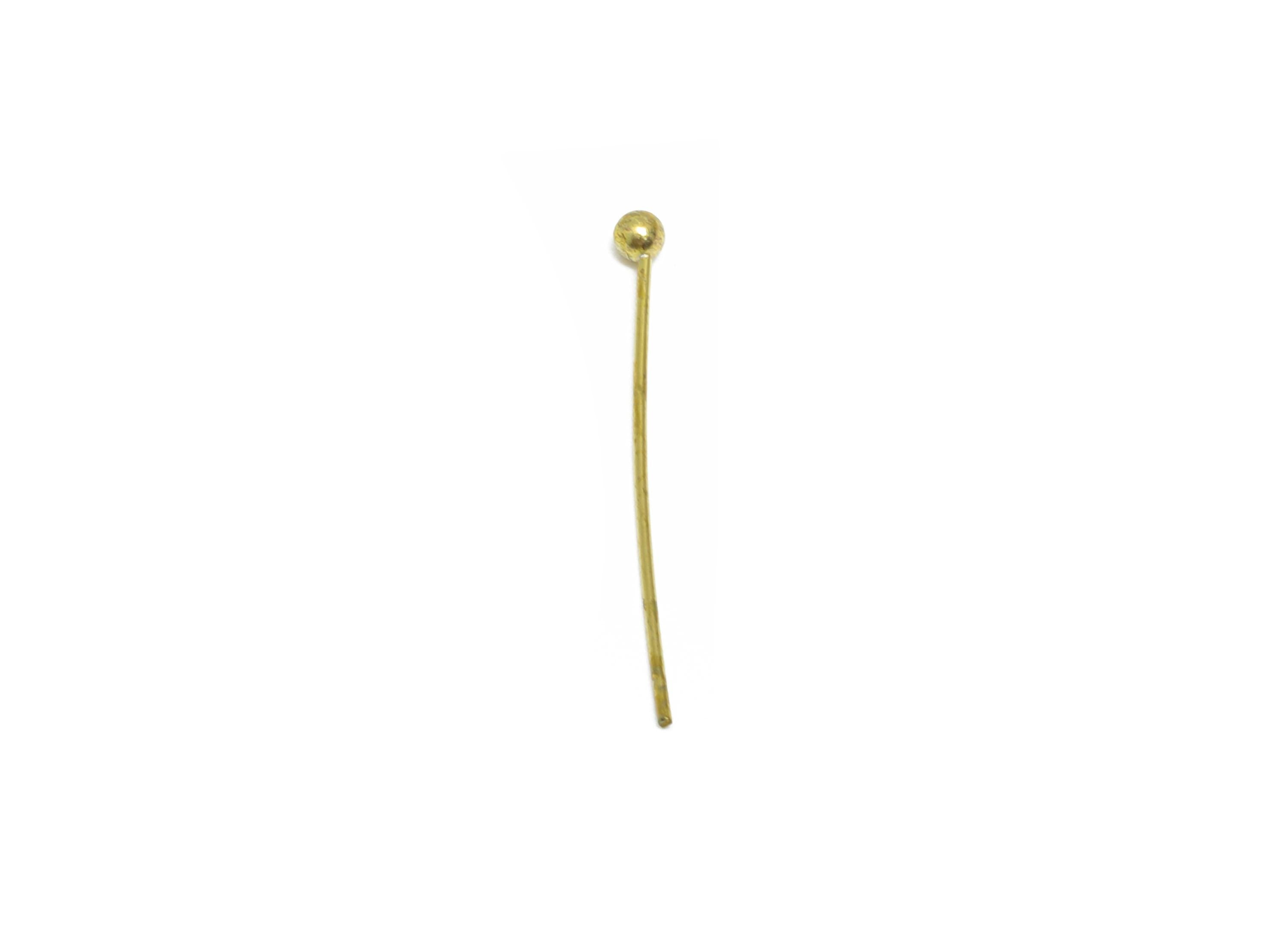 0.5*20*2mm Ball Headpin - Raw Brass Bead Stopper Pin - Metal Headpin - DIY Jewelry Making - Bead Supplies for Handmade Creation - PP11012 - DOMEDBAZAAR