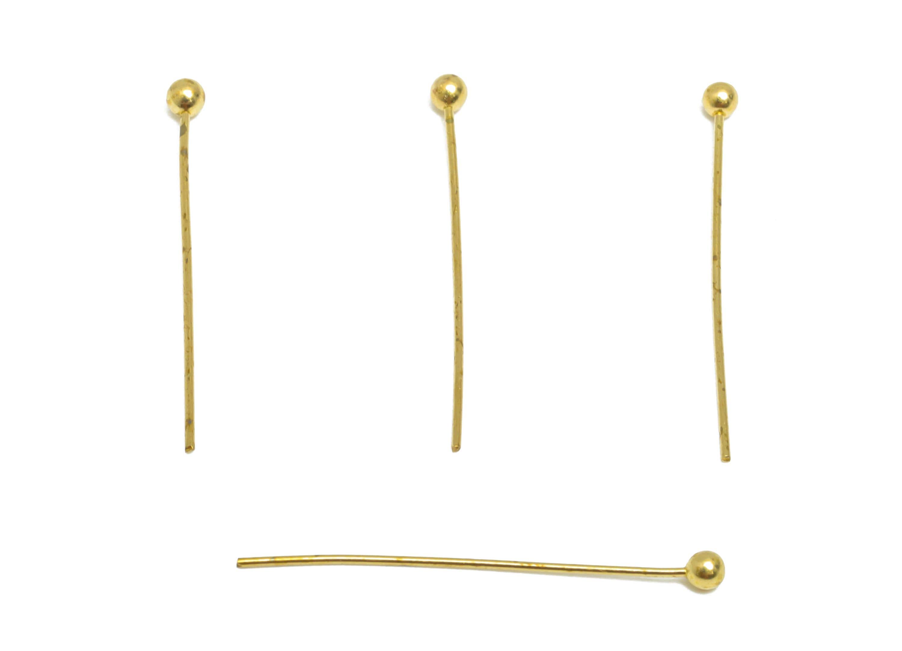 0.5*22*2mm Ball Headpin - Raw Brass Bead Stopper Pin - Metal Headpin - Wire Pin For Jewelry - Bead Supplies for Handmade Creation - PP11013 - DOMEDBAZAAR