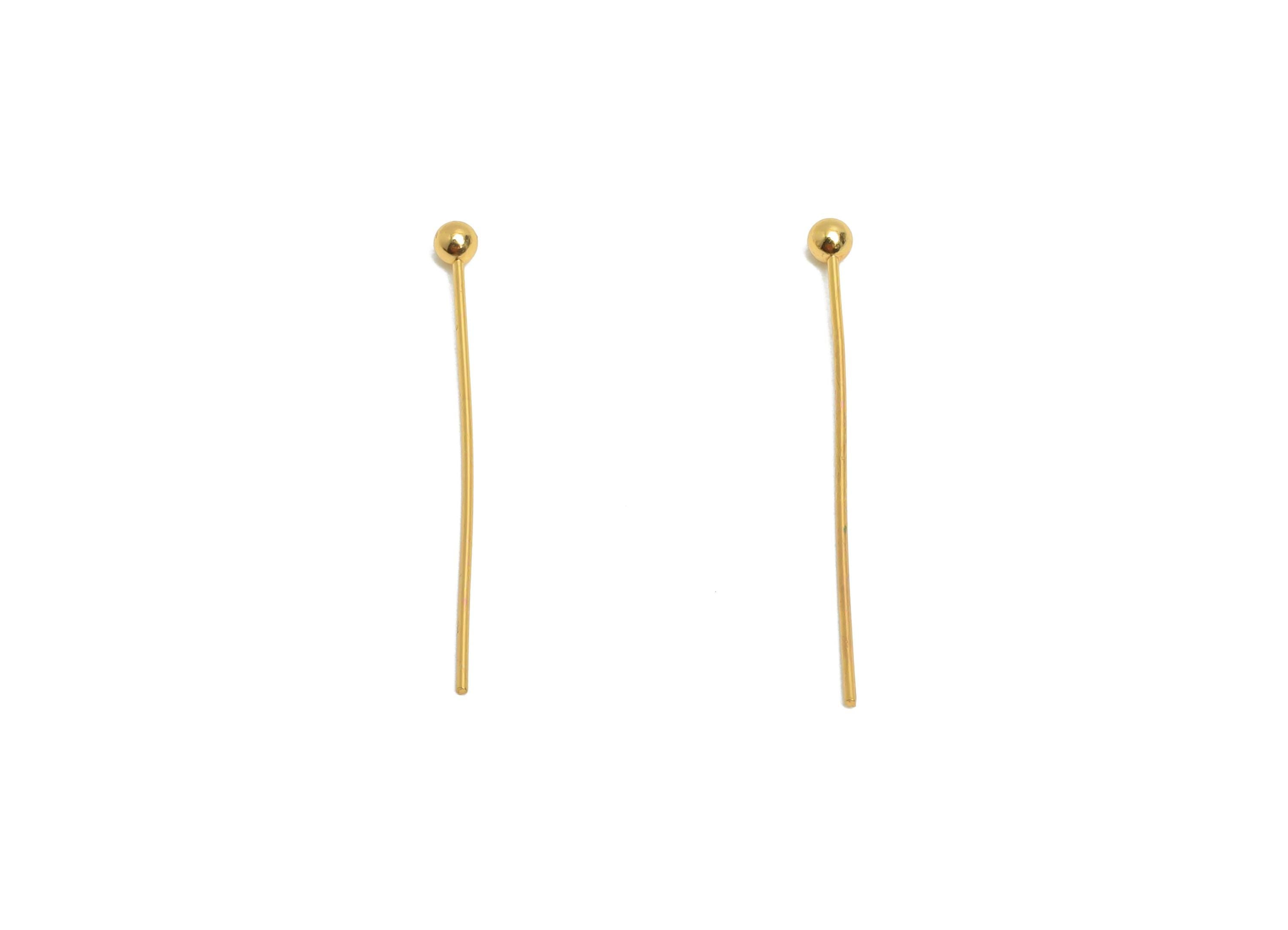 0.5*22*2mm Gold Ball Headpin - Brass Bead Stopper Pin - Metal Headpin - Wire Pin For Jewelry - Bead Supplies for Handmade Creation -RGP10353 - DOMEDBAZAAR