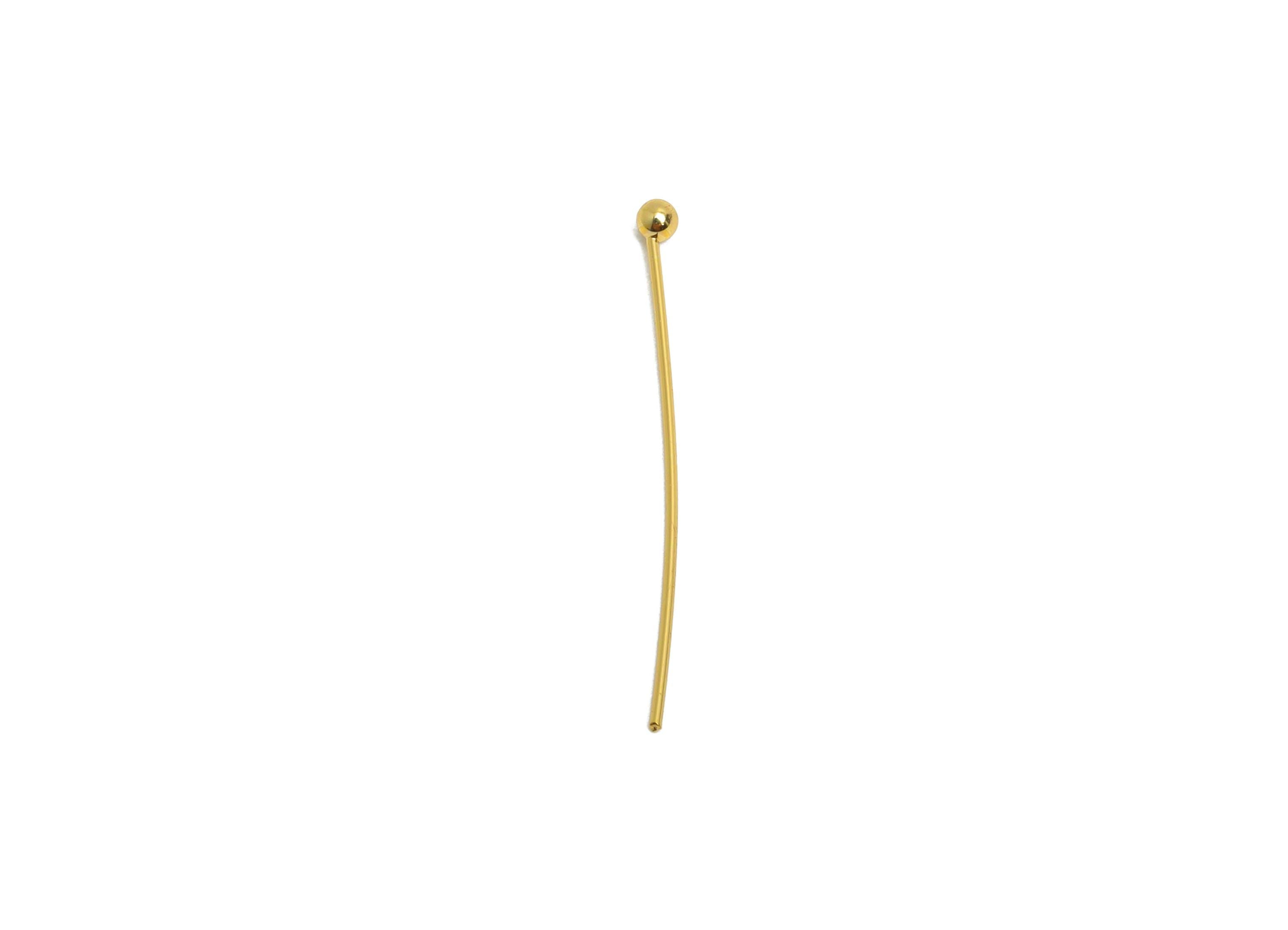 0.5*24*2mm Gold Ball Headpin - Brass Bead Stopper Pin - Metal Headpin - Wire Pin For Jewelry - Bead Supplies for Handmade Creation -RGP10354 - DOMEDBAZAAR