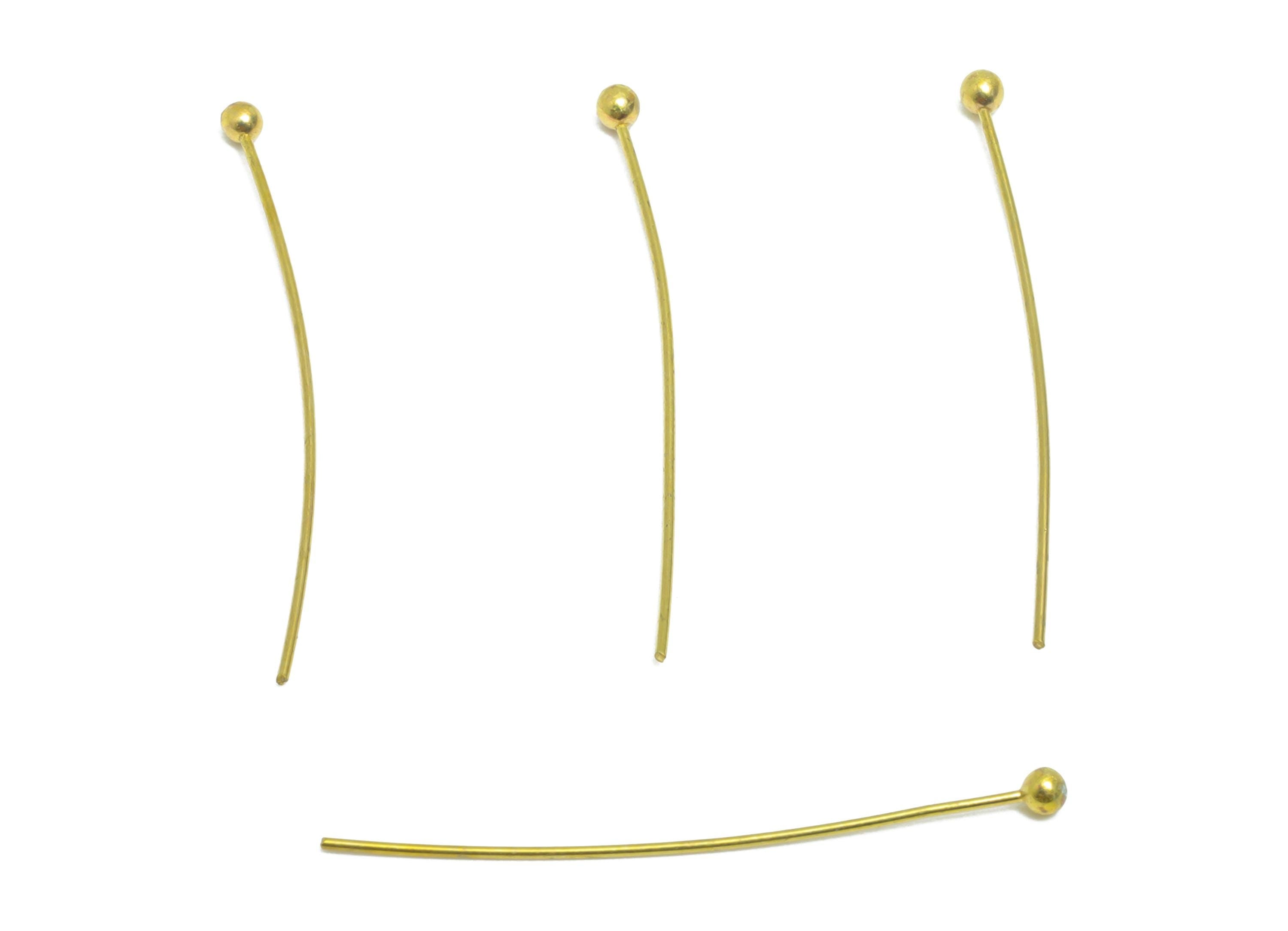 0.5*28*2mm Ball Headpin - Raw Brass Bead Stopper Pin - Metal Headpin - Wire Pin For Jewelry - Bead Supplies for Handmade Creation - PP11015 - DOMEDBAZAAR