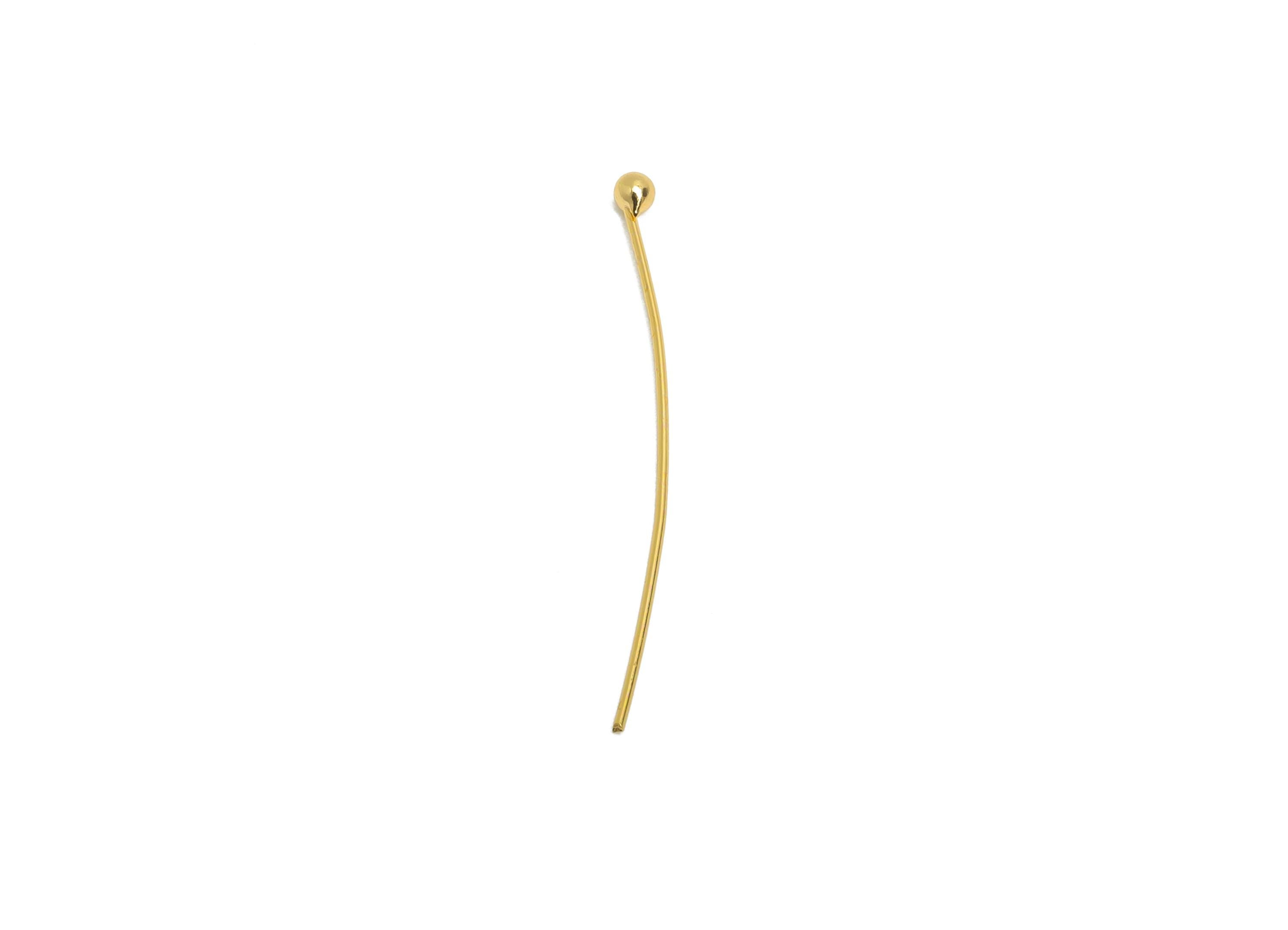 0.5*28*2mm Gold Ball Headpin - Brass Bead Stopper Pin - Metal Headpin - Wire Pin For Jewelry - Bead Supplies for Handmade Creation -RGP10356 - DOMEDBAZAAR