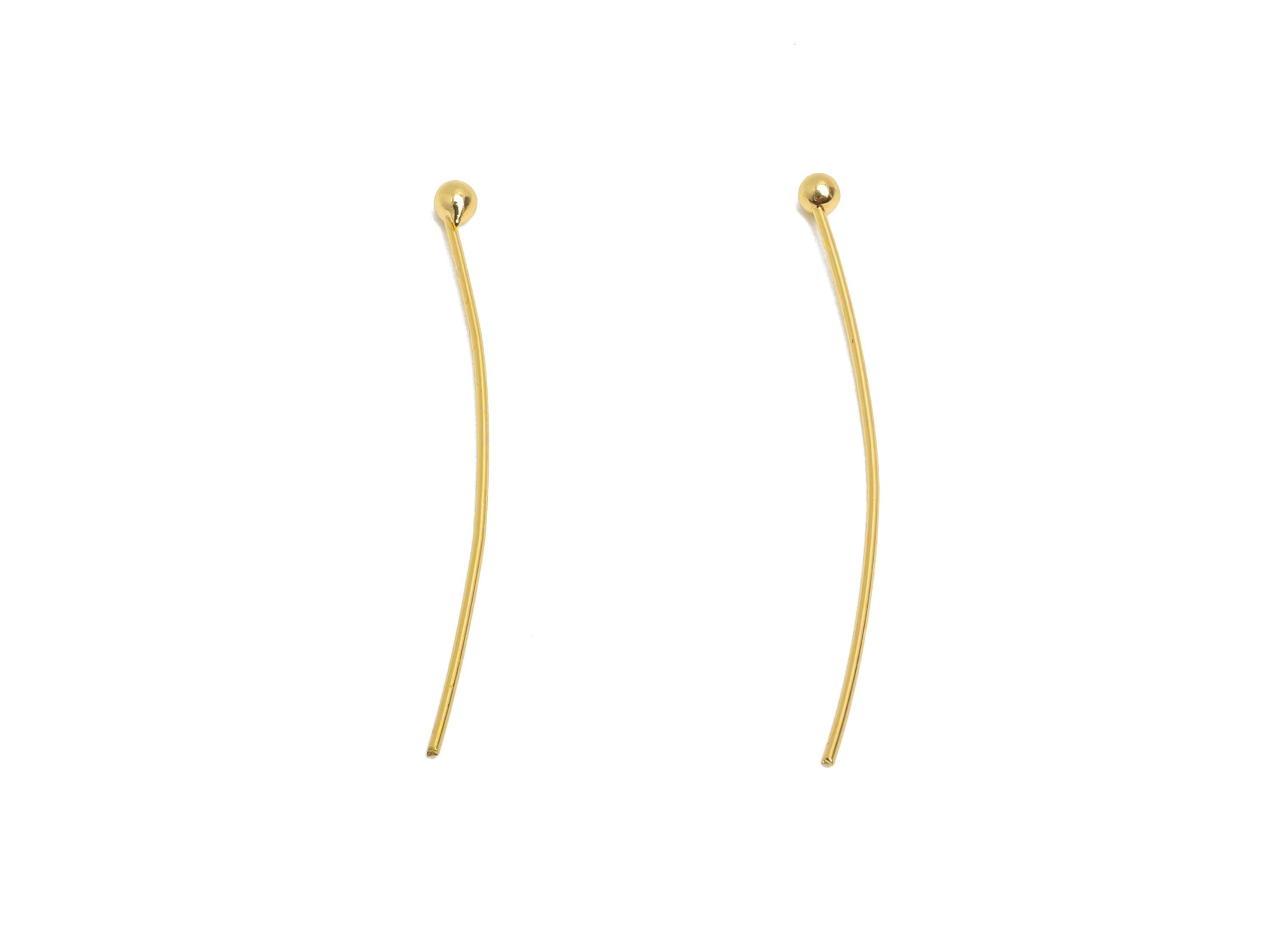 0.5*28*2mm Gold Ball Headpin - Brass Bead Stopper Pin - Metal Headpin - Wire Pin For Jewelry - Bead Supplies for Handmade Creation -RGP10356 - DOMEDBAZAAR