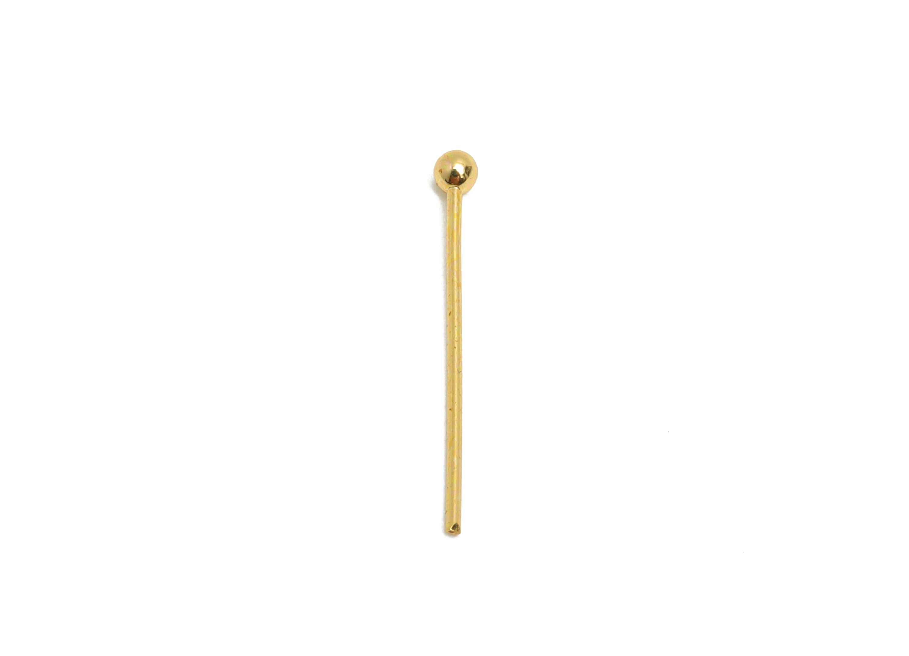 0.7*20*2mm Gold Ball Headpin - Brass Bead Stopper Pin - Metal Headpin - Wire Pin For Jewelry - Bead Supplies for Handmade Creation -RGP10340 - DOMEDBAZAAR