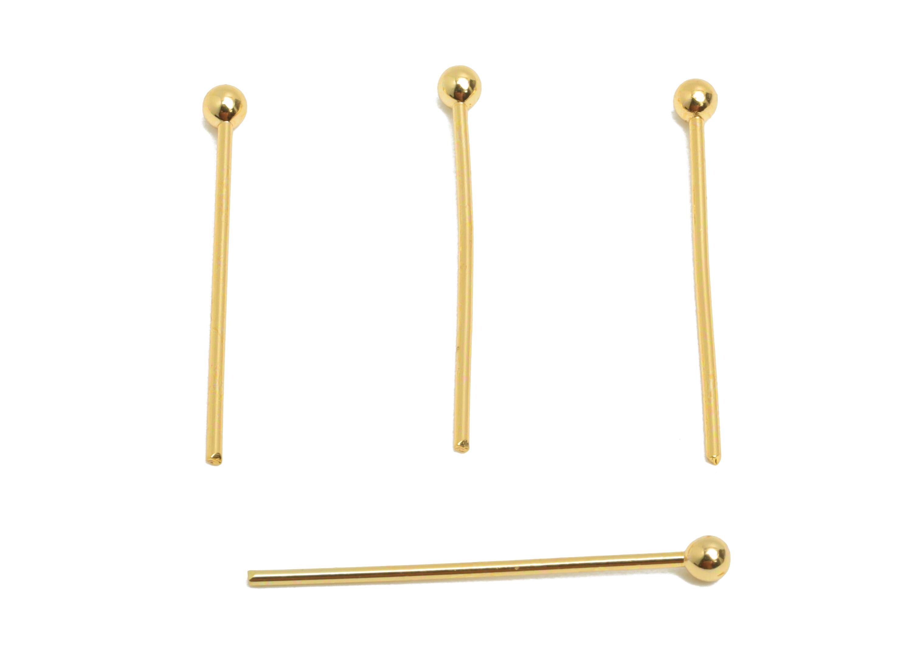 0.7*20*2mm Gold Ball Headpin - Brass Bead Stopper Pin - Metal Headpin - Wire Pin For Jewelry - Bead Supplies for Handmade Creation -RGP10340 - DOMEDBAZAAR