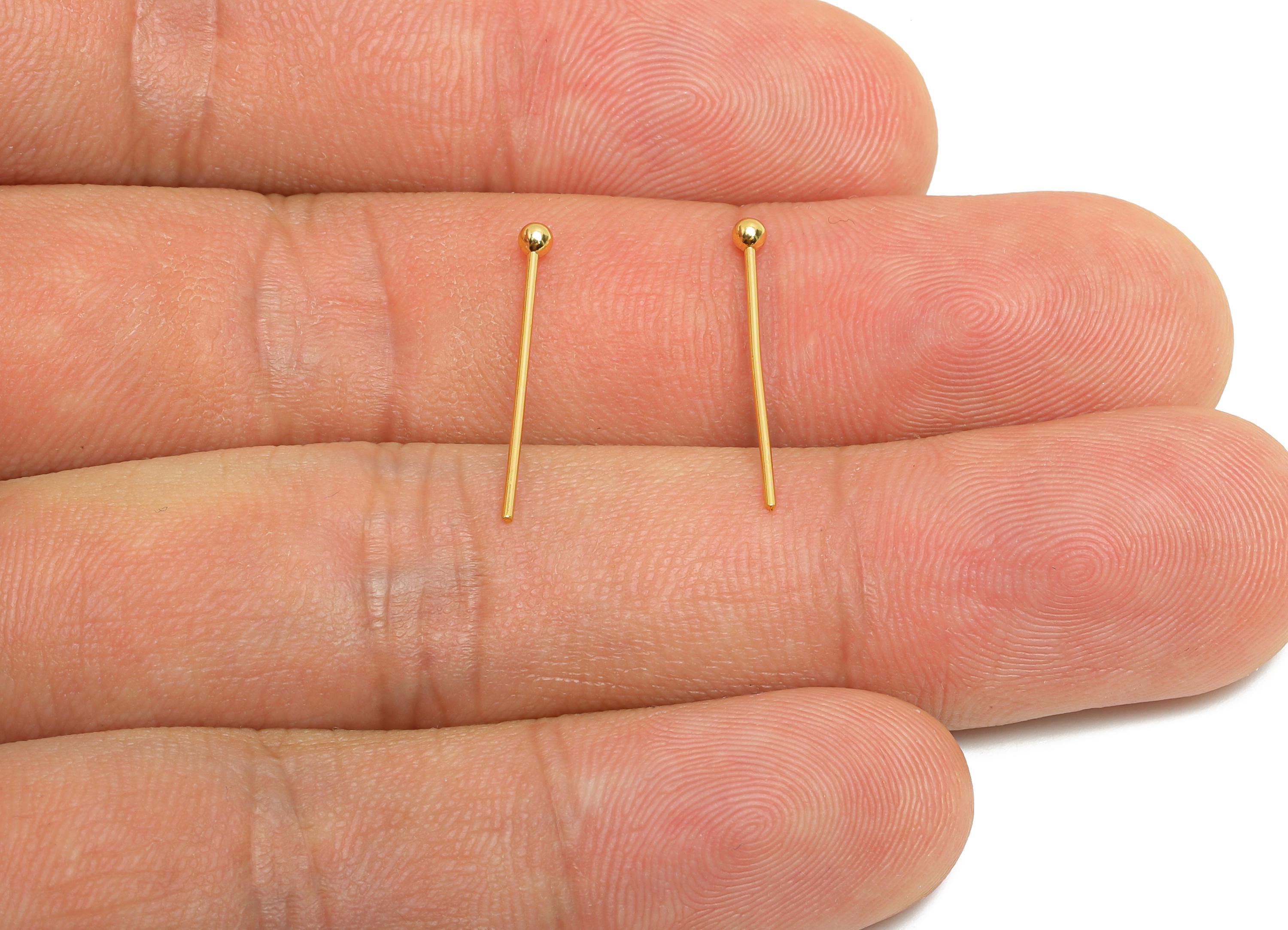 0.7*20*2mm Gold Ball Headpin - Brass Bead Stopper Pin - Metal Headpin - Wire Pin For Jewelry - Bead Supplies for Handmade Creation -RGP10340 - DOMEDBAZAAR