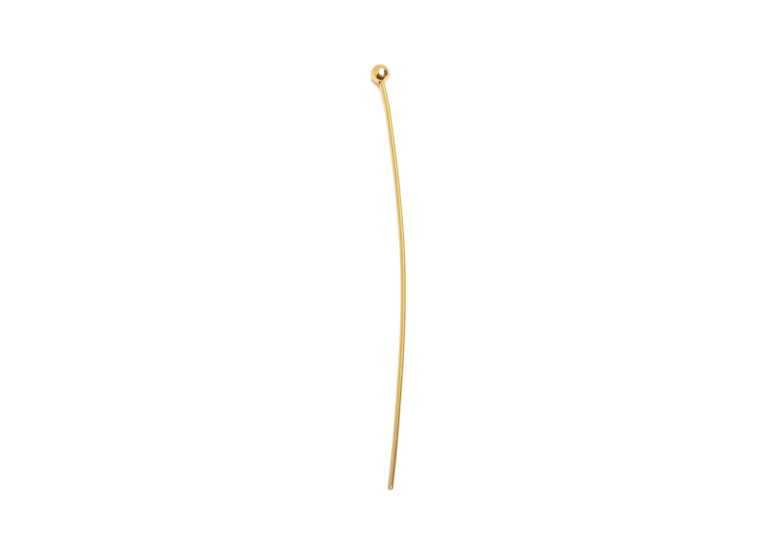 0.5*45*2mm Gold Ball Headpin - Brass Bead Stopper Pin - Metal Headpin - Wire Pin For Jewelry - Bead Supplies for Handmade Creation -RGP10360 - DOMEDBAZAAR