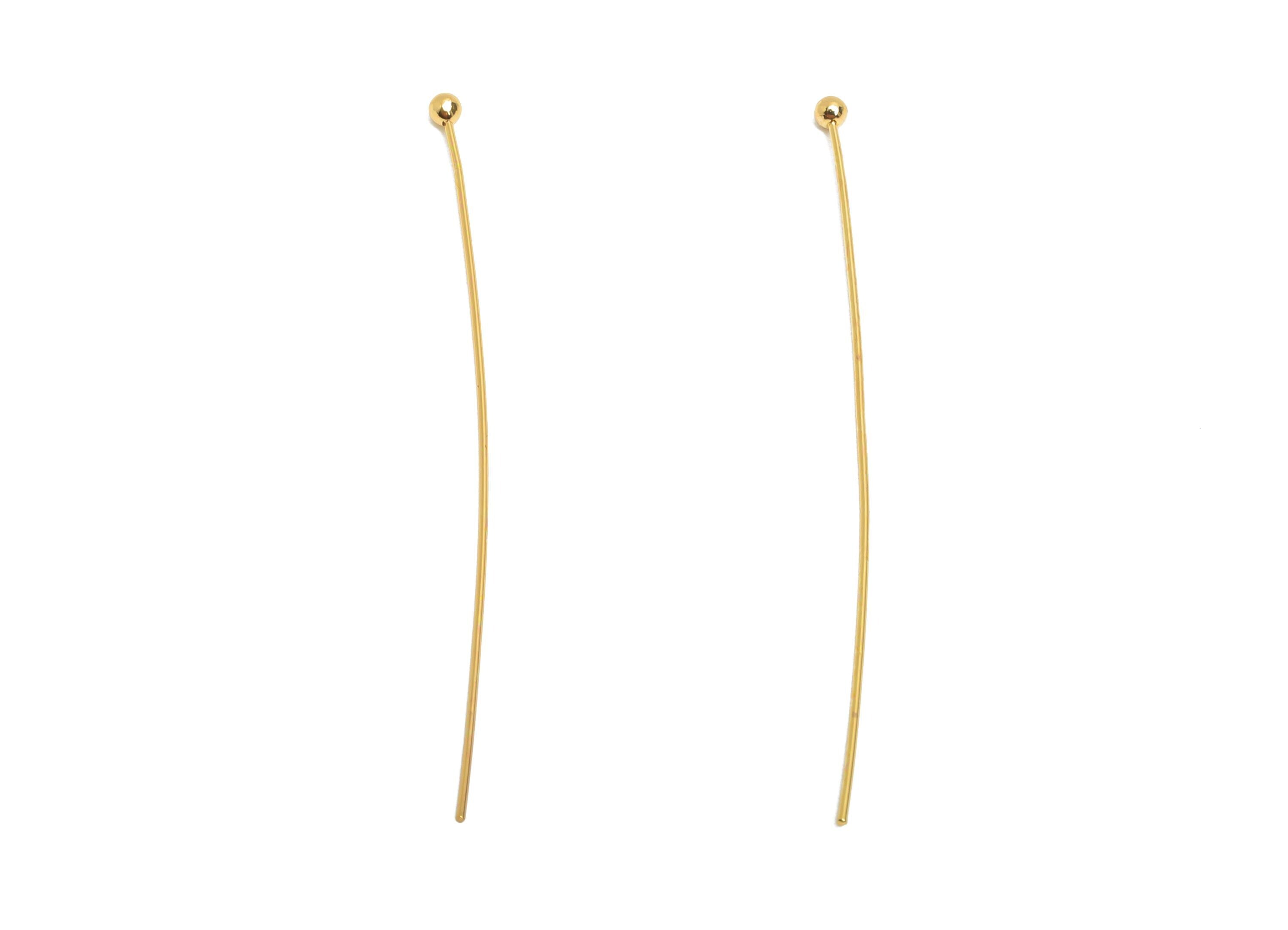 0.5*45*2mm Gold Ball Headpin - Brass Bead Stopper Pin - Metal Headpin - Wire Pin For Jewelry - Bead Supplies for Handmade Creation -RGP10360 - DOMEDBAZAAR