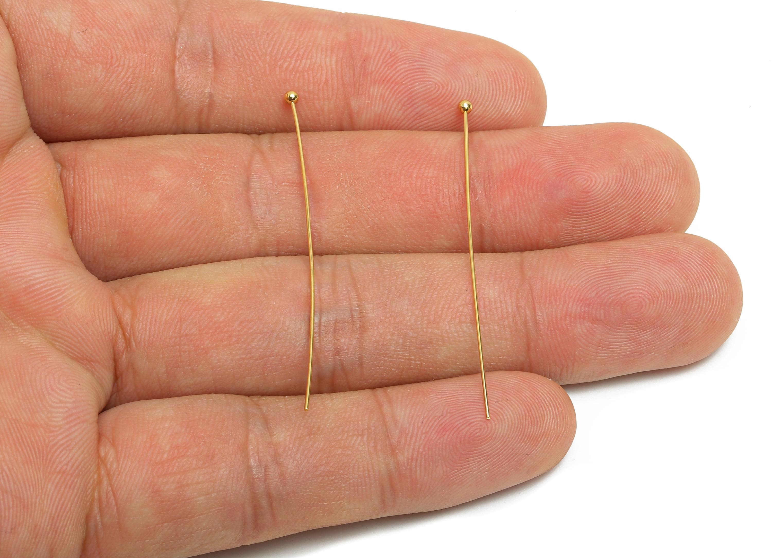 0.5*45*2mm Gold Ball Headpin - Brass Bead Stopper Pin - Metal Headpin - Wire Pin For Jewelry - Bead Supplies for Handmade Creation -RGP10360 - DOMEDBAZAAR