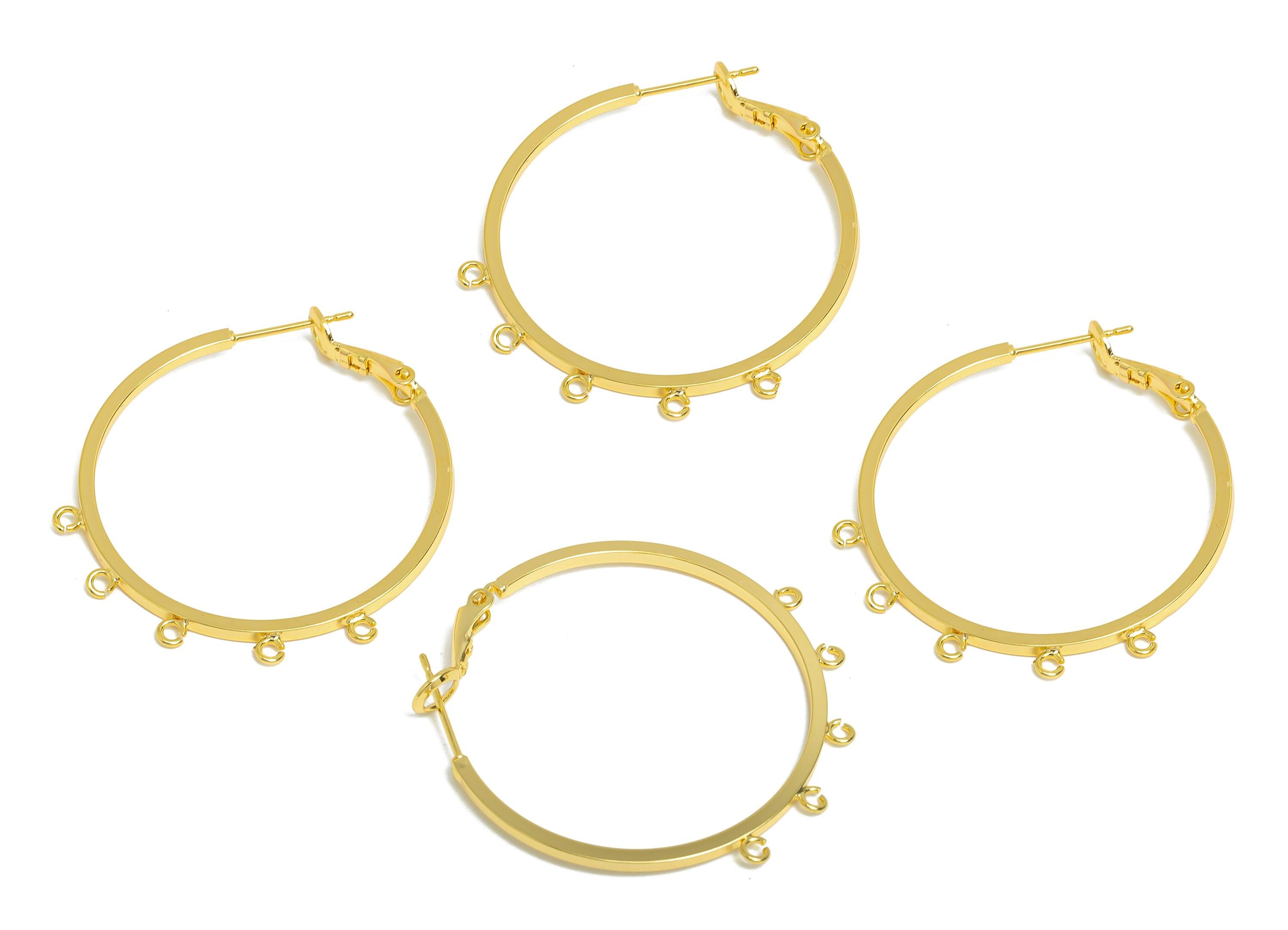 Brass Round Hoops Earring Connector - Earring Clasps With 5 Loops - Clasp Back Earring Connector-18K Real Gold Plated-38x35x1.54mm - RGP9511 - DOMEDBAZAAR