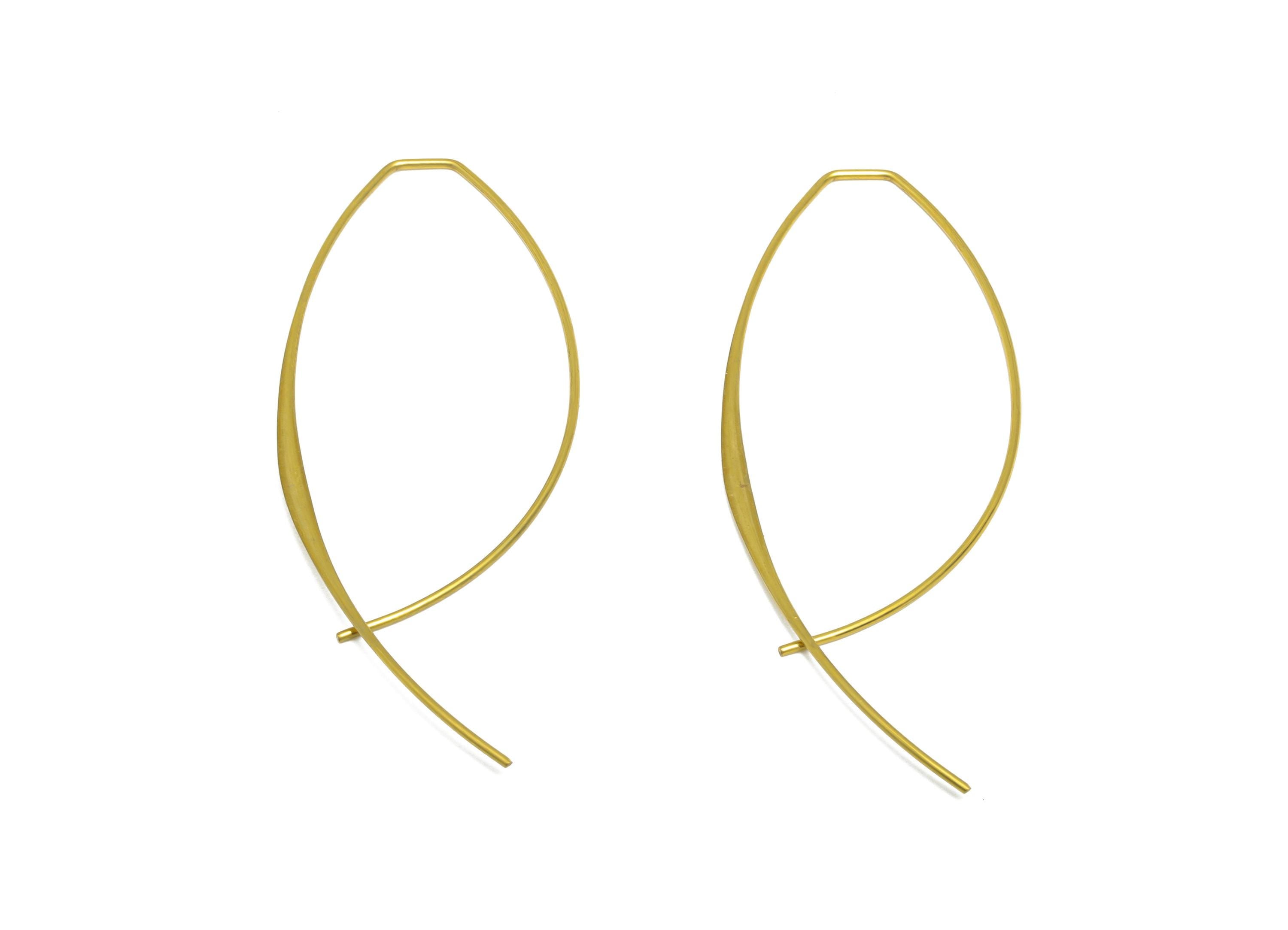 Brass Wire Hammered Earring - Raw Brass Marquise Earring Hook  - Minimalist Jewelry - Marquise Earring Hoop - 56.24x27.21x0.87mm - PP10998 - DOMEDBAZAAR