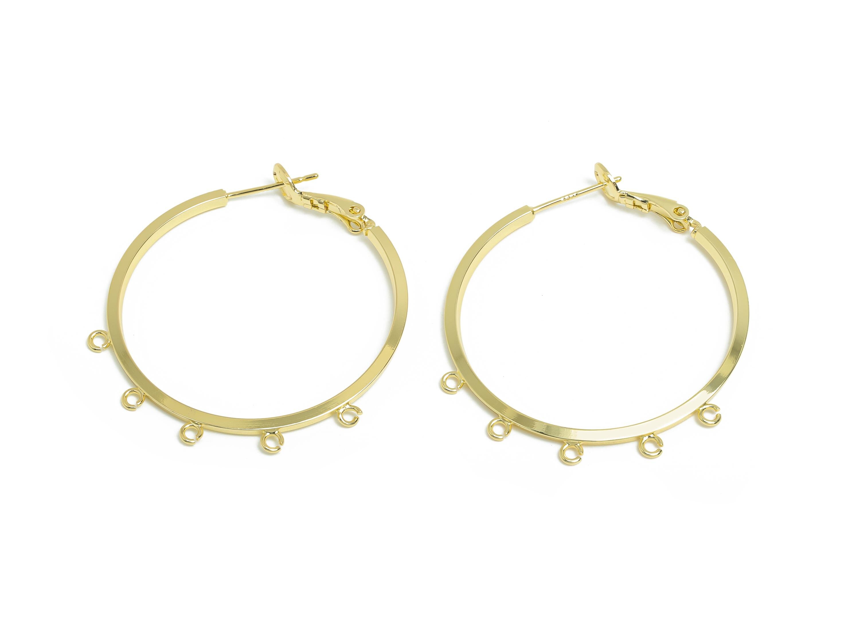 Brass Round Hoops Earring Connector - Earring Clasps With 5 Loops - Clasp Back Earring Connector - 14K Gold Plated -38x35x1.54mm -RGP9511-14 - DOMEDBAZAAR
