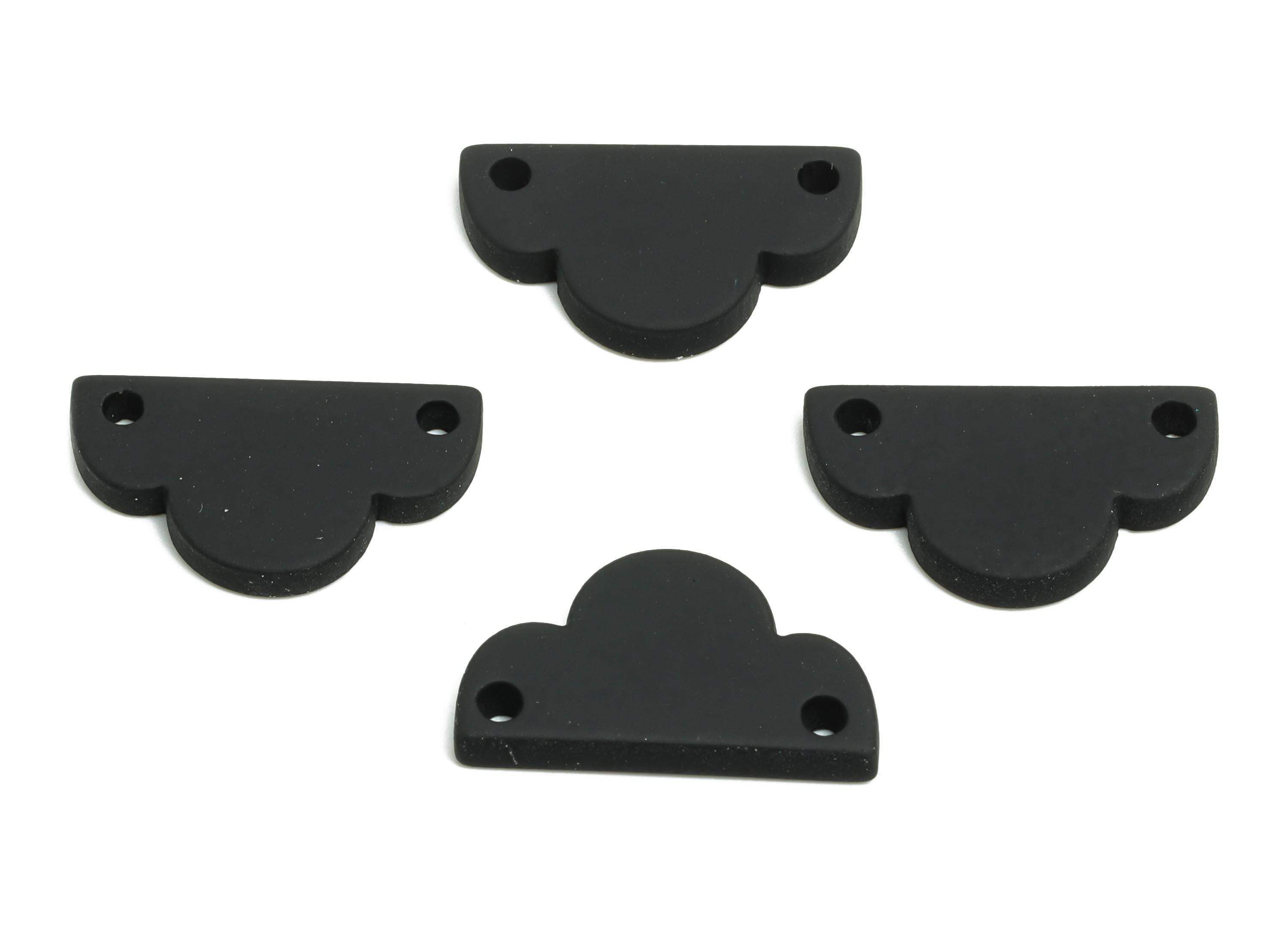 Acrylic Black Clouds Charm - Two-Hole Connector - Earring Findings - Minimalist Jewelry Piece - Color Code: A66 - 19x11x2.76mm - AC2640-A66 - DOMEDBAZAAR