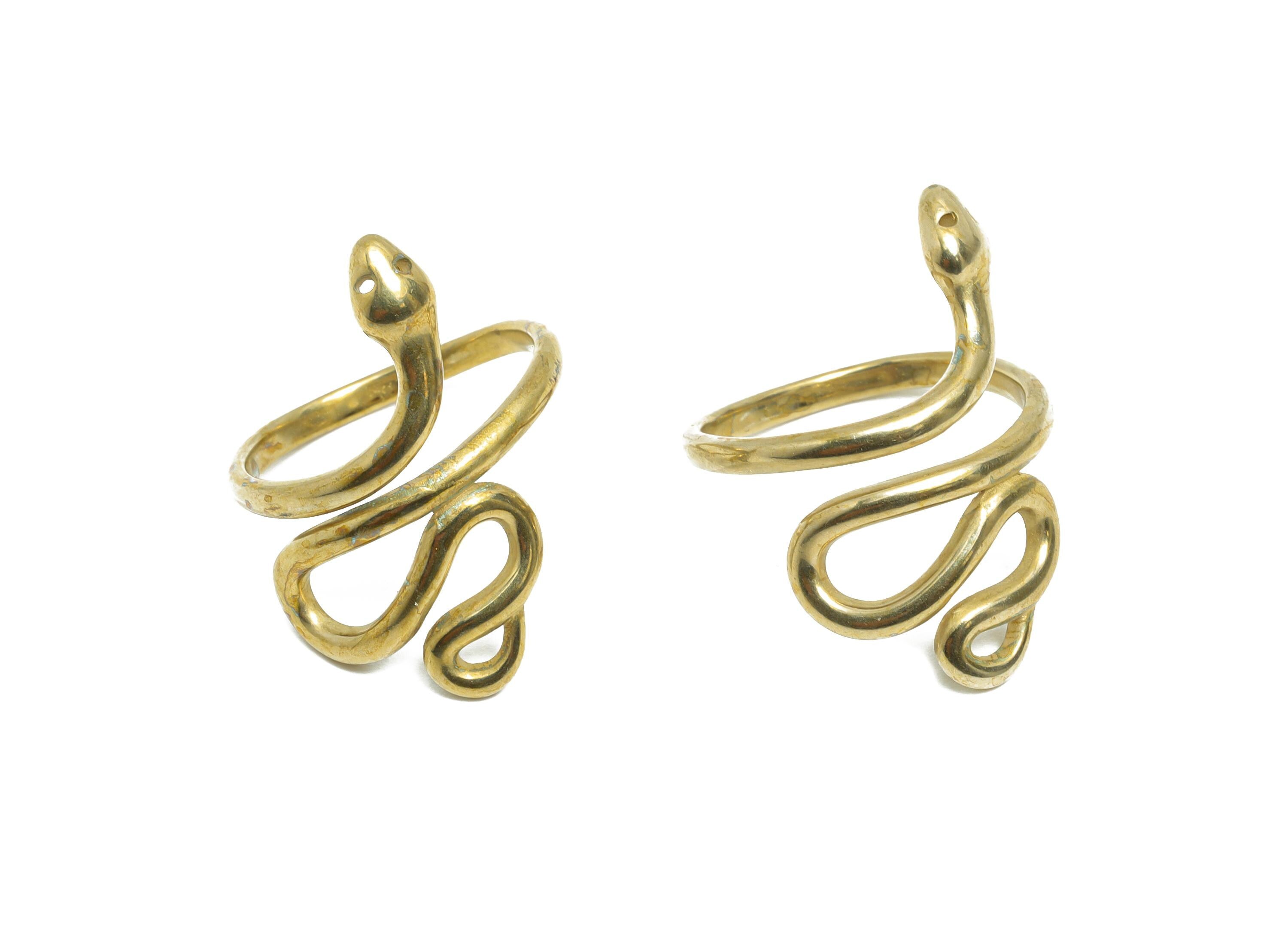 Brass Artistic Snake Ring - Raw Brass Coiled Snake Fashion Ring - Vintage Snake Ring - Symbolic Snake Endless Ring - 24x18x18.2mm - PP11024 - DOMEDBAZAAR