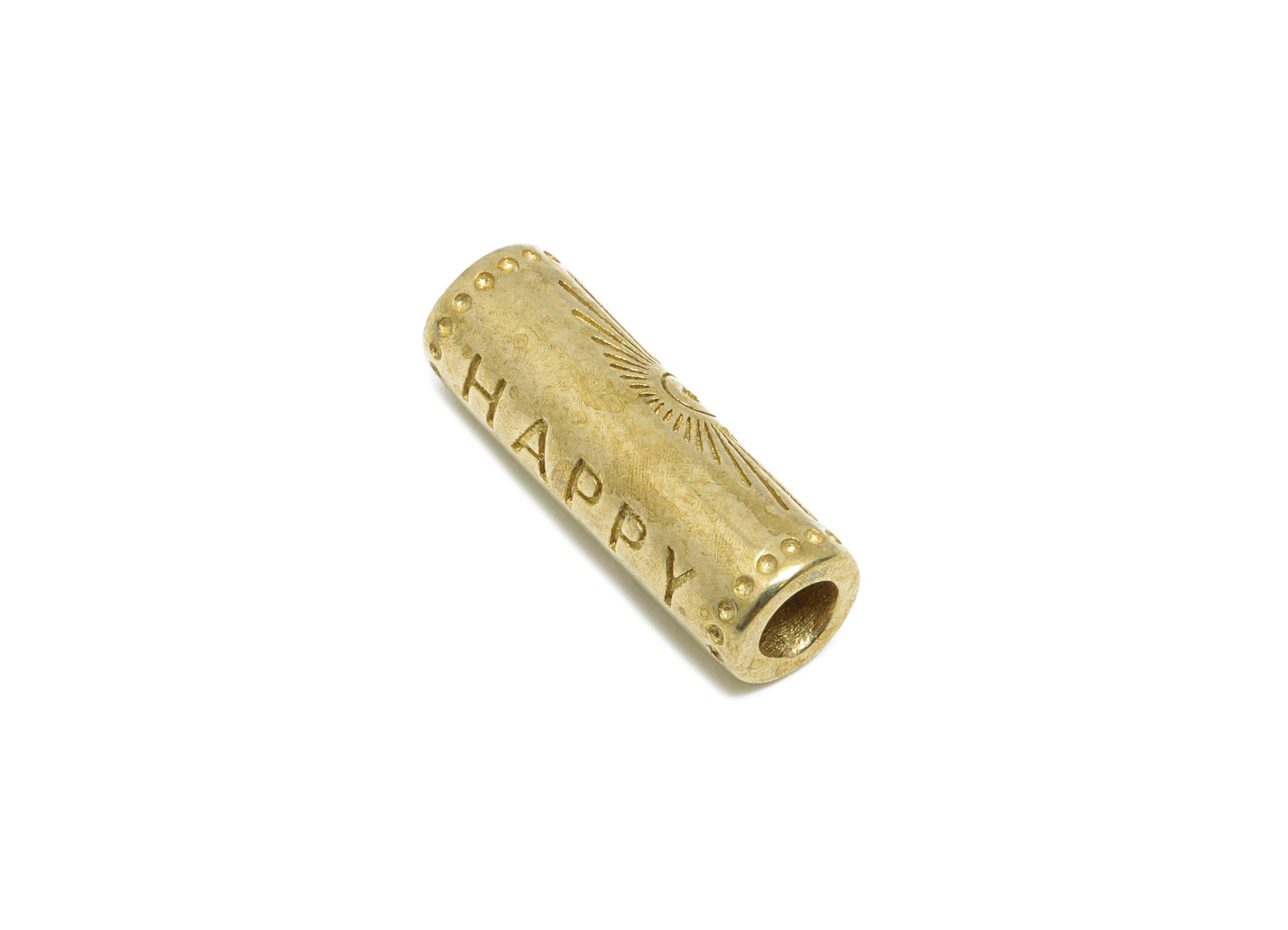 Brass Spacer Beads - Raw Brass Engraved Tube Bead - Happy Vintage Decorative Cylinder Bead - DIY Jewelry Bead - 15x5x5mm  - PP11022 - DOMEDBAZAAR