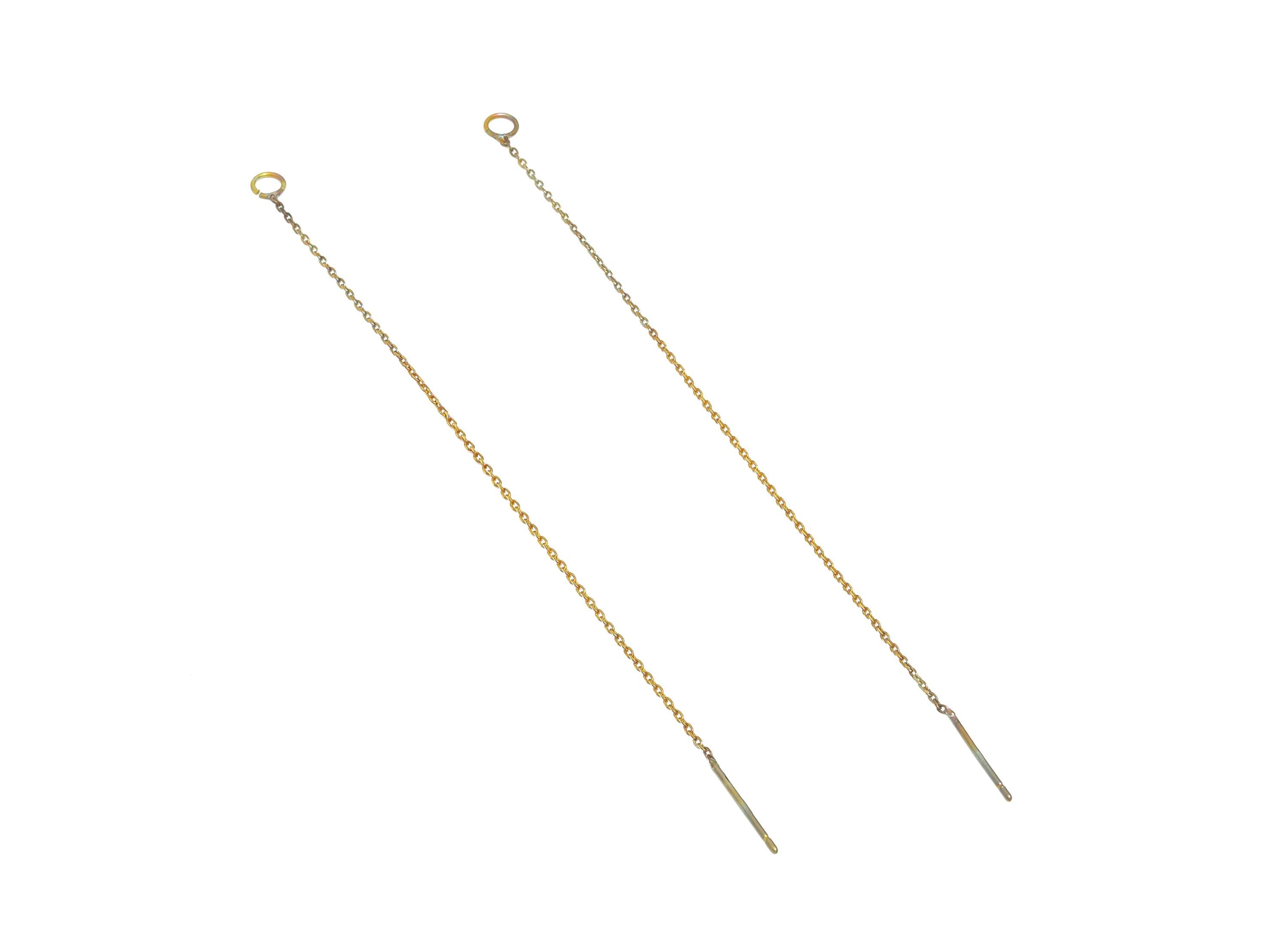 Brass Chian Earring Post - Raw Brass Threader Earring With Loop - Minimalist Chain Earrings - Chic Minimalist Earring - 152x3x1mm  - PP11000 - DOMEDBAZAAR