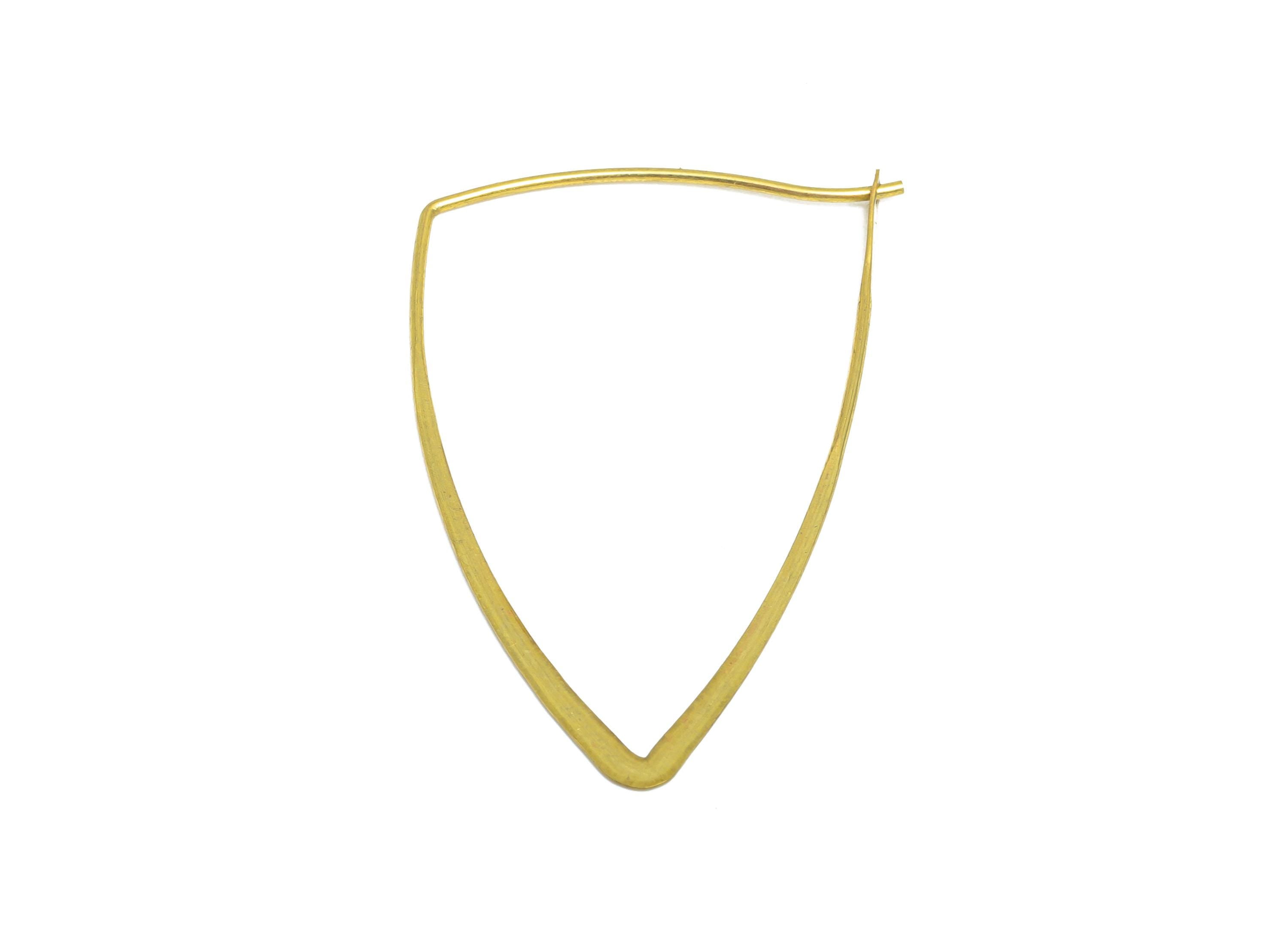 40mm Fashion Triangle Wire Hoop Earring - Raw Brass Hammered Thin Wire Hoop Clasp - Simple Jewelry - Minimalist Hoop Jewelry  - PP10932-40 - DOMEDBAZAAR