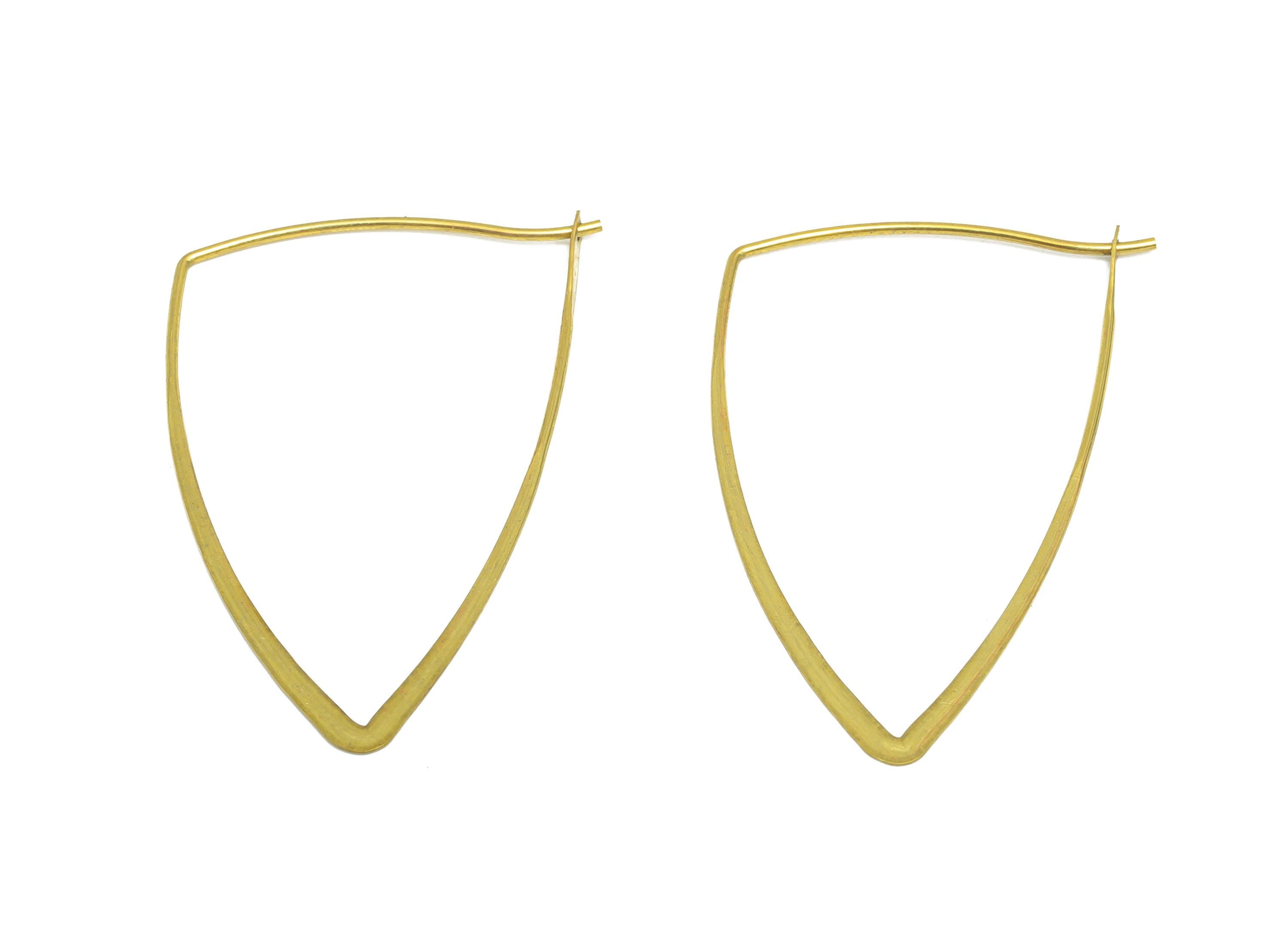 40mm Fashion Triangle Wire Hoop Earring - Raw Brass Hammered Thin Wire Hoop Clasp - Simple Jewelry - Minimalist Hoop Jewelry  - PP10932-40 - DOMEDBAZAAR