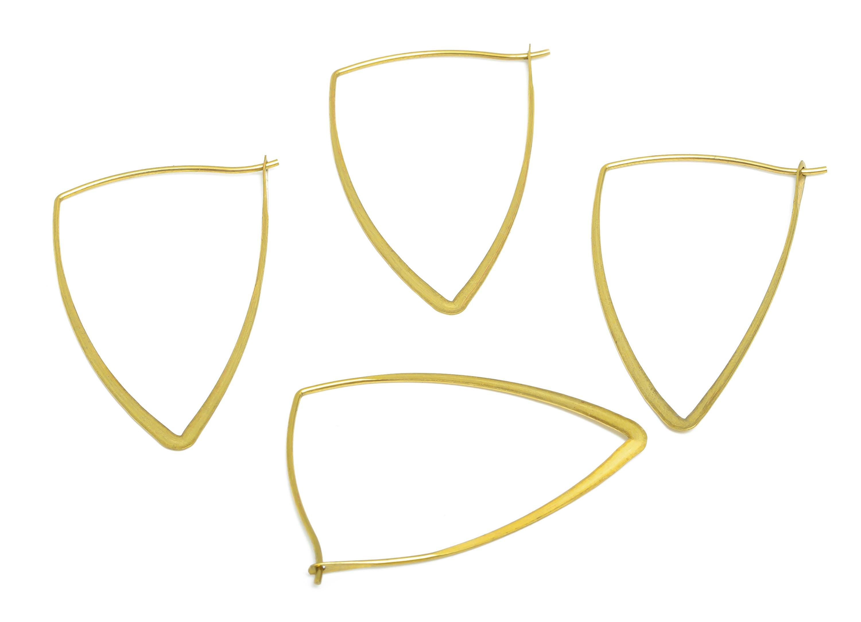 40mm Fashion Triangle Wire Hoop Earring - Raw Brass Hammered Thin Wire Hoop Clasp - Simple Jewelry - Minimalist Hoop Jewelry  - PP10932-40 - DOMEDBAZAAR