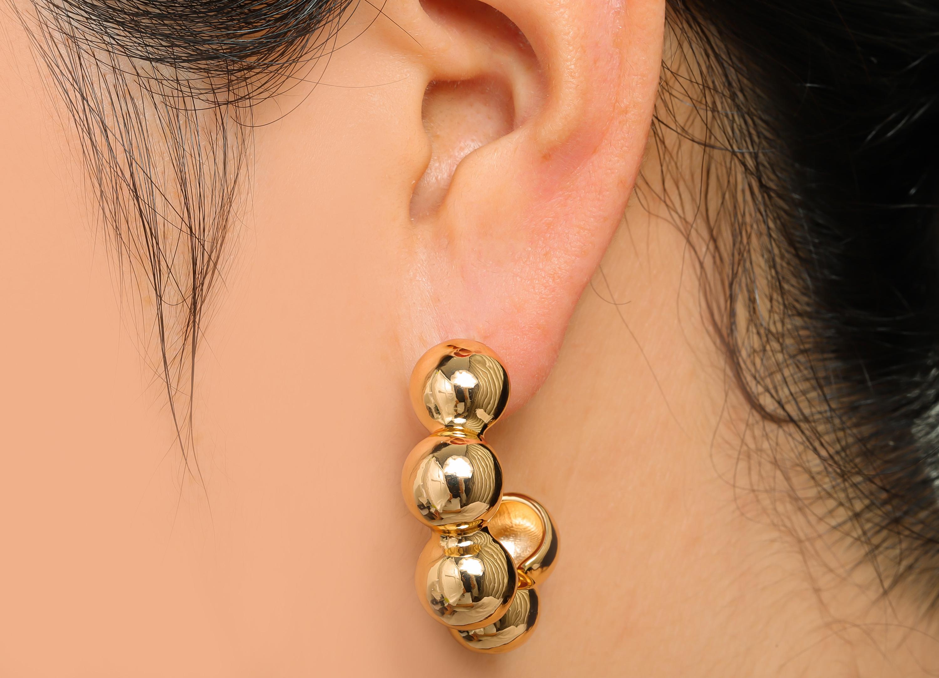 Chunky Gold Hoop Earring - Brass Shiny Gold Bold Hoop - Glossy Chunky Gold Hoop - Segment Hoop Geometric Chunky Earring -34x26x10mm-RGP10404 - DOMEDBAZAAR