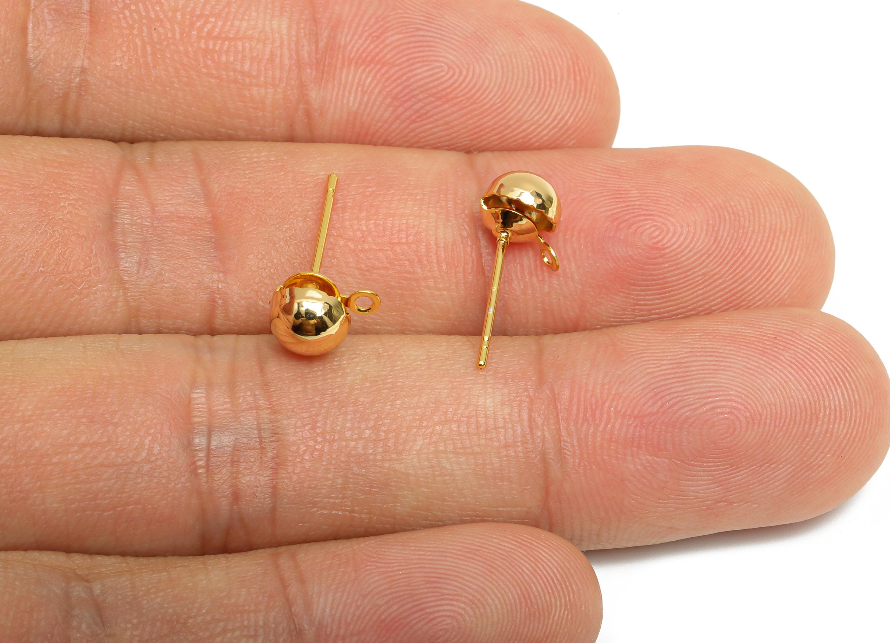 Half-Dome Earring Post - Brass Customizable Jewelry Post - Gold Minimalist Charm - Ready Earring Base - Dangle Attachment - 7x5x4mm-RGP10402 - DOMEDBAZAAR